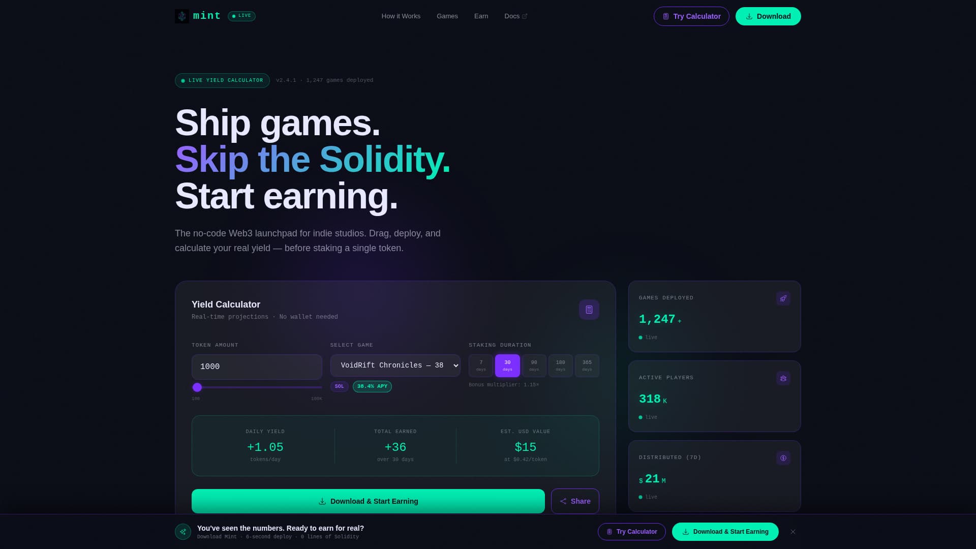 Mint - Powerful Web3 Gaming Landing Page Template