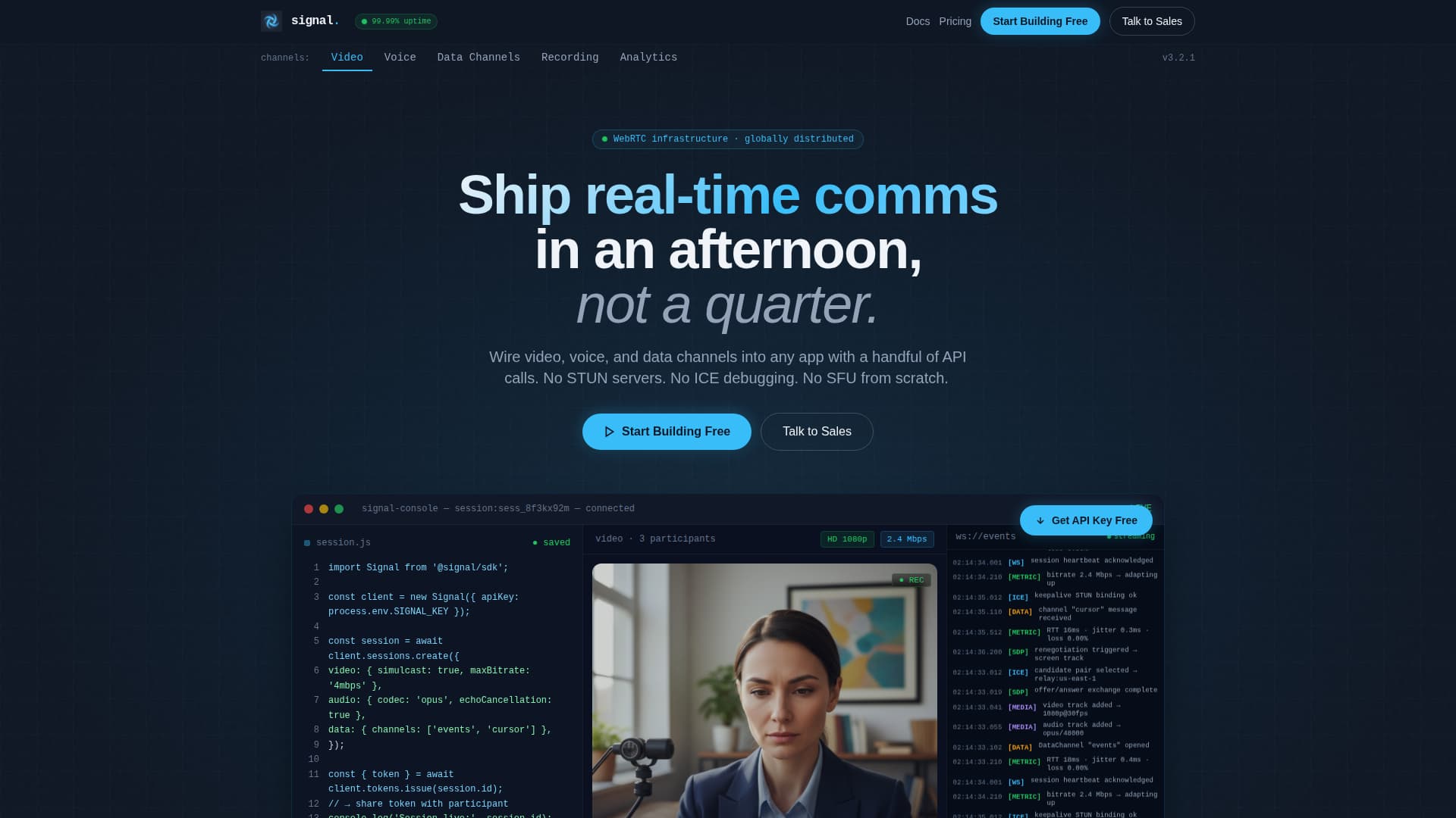 Signal - Powerful WebRTC Landing Page Template