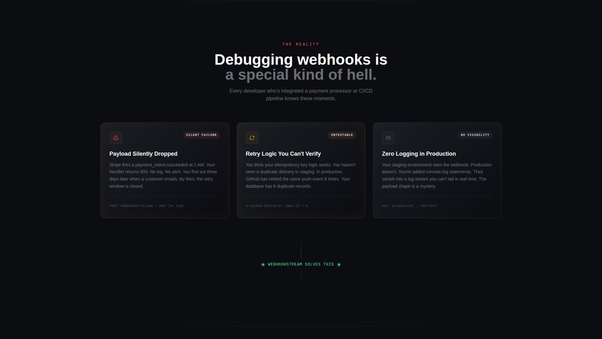 Webhookstream - Powerful Developer Landing Page Template