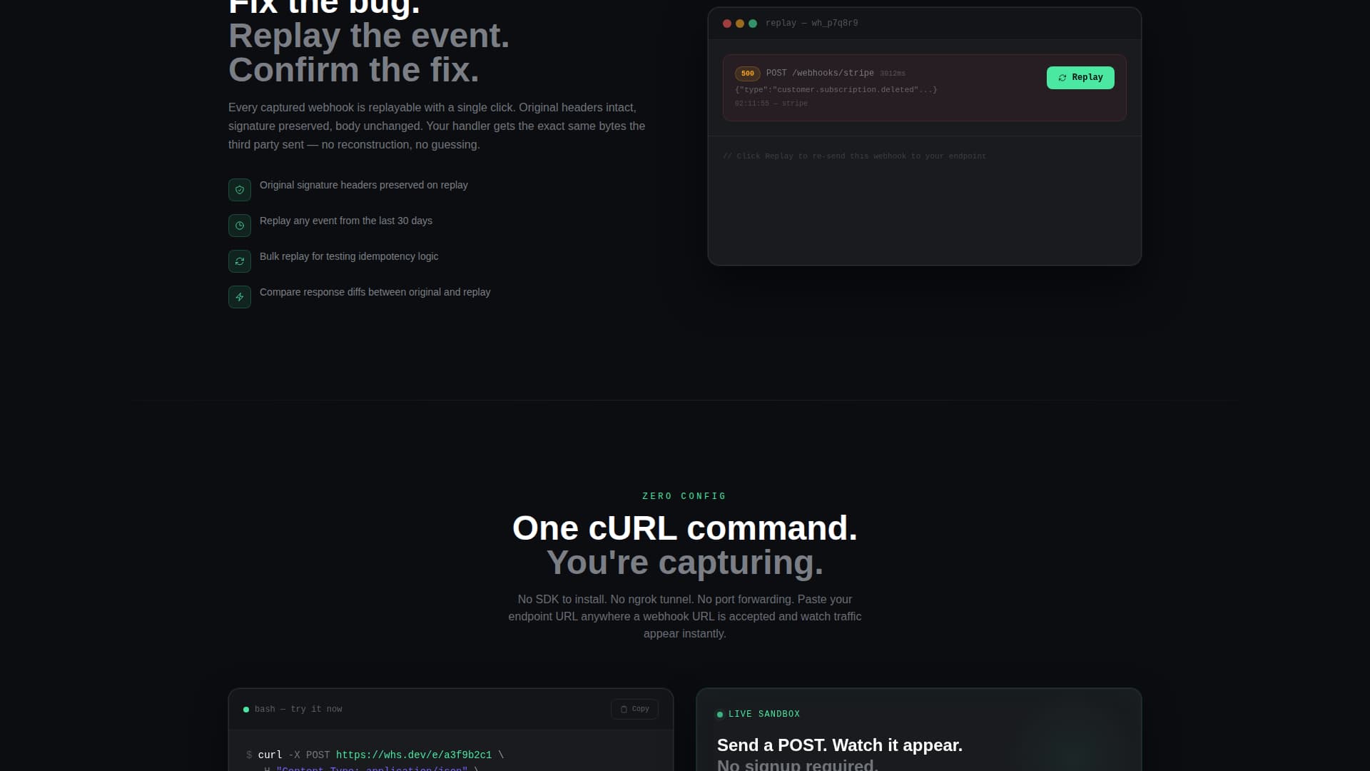 Webhookstream - Powerful Developer Landing Page Template