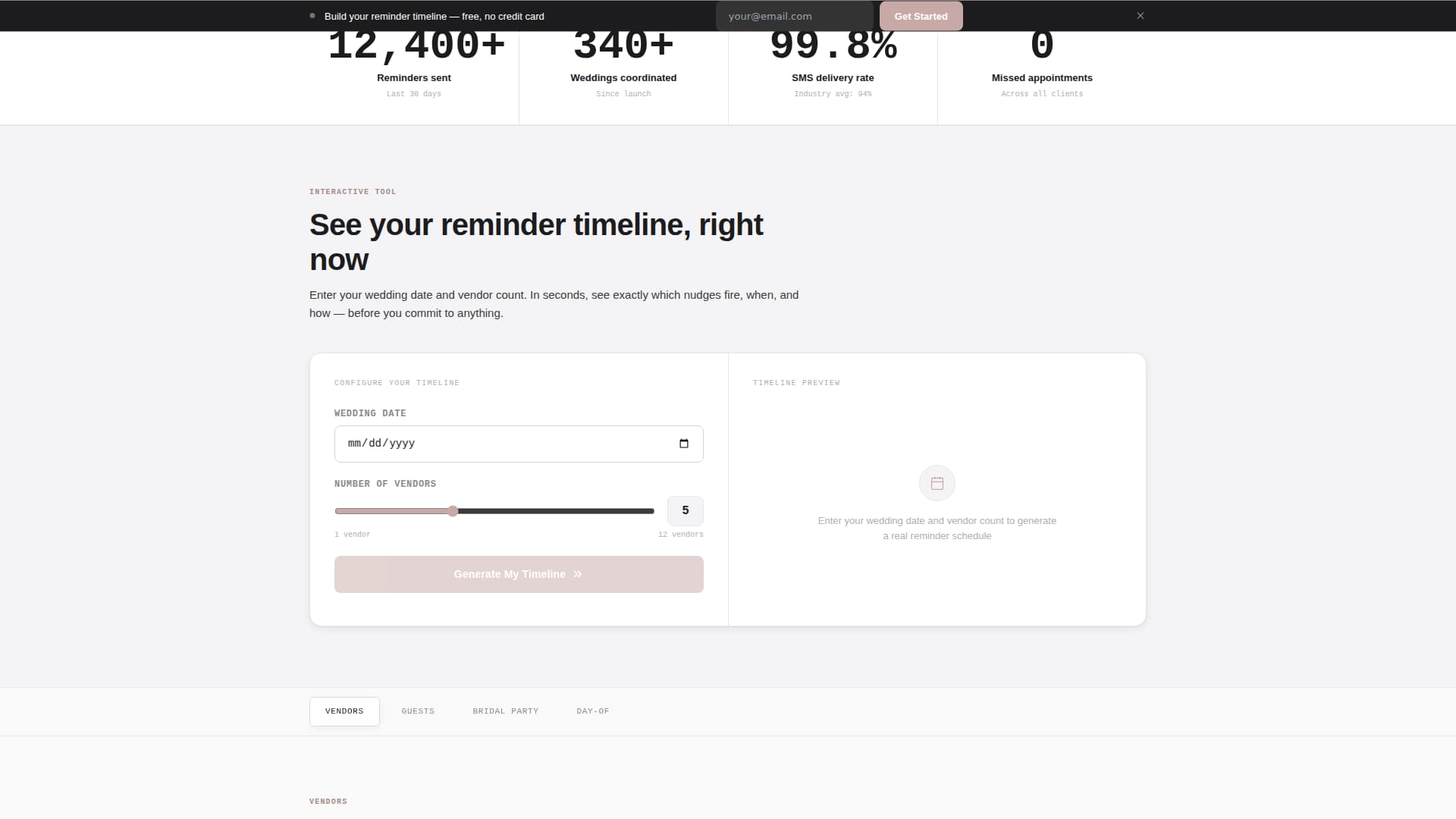 Remind - Precision Wedding Landing Page Template