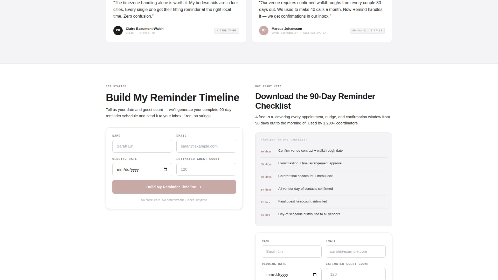 Remind - Precision Wedding Landing Page Template