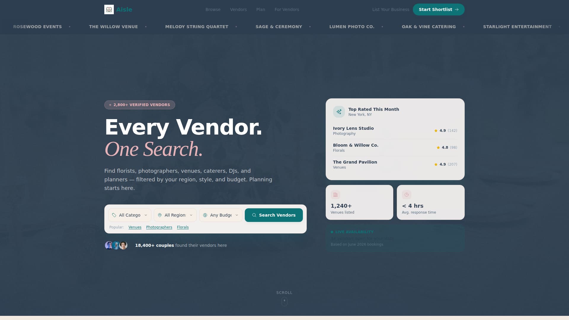 Aisle - Elegant Wedding Landing Page Template