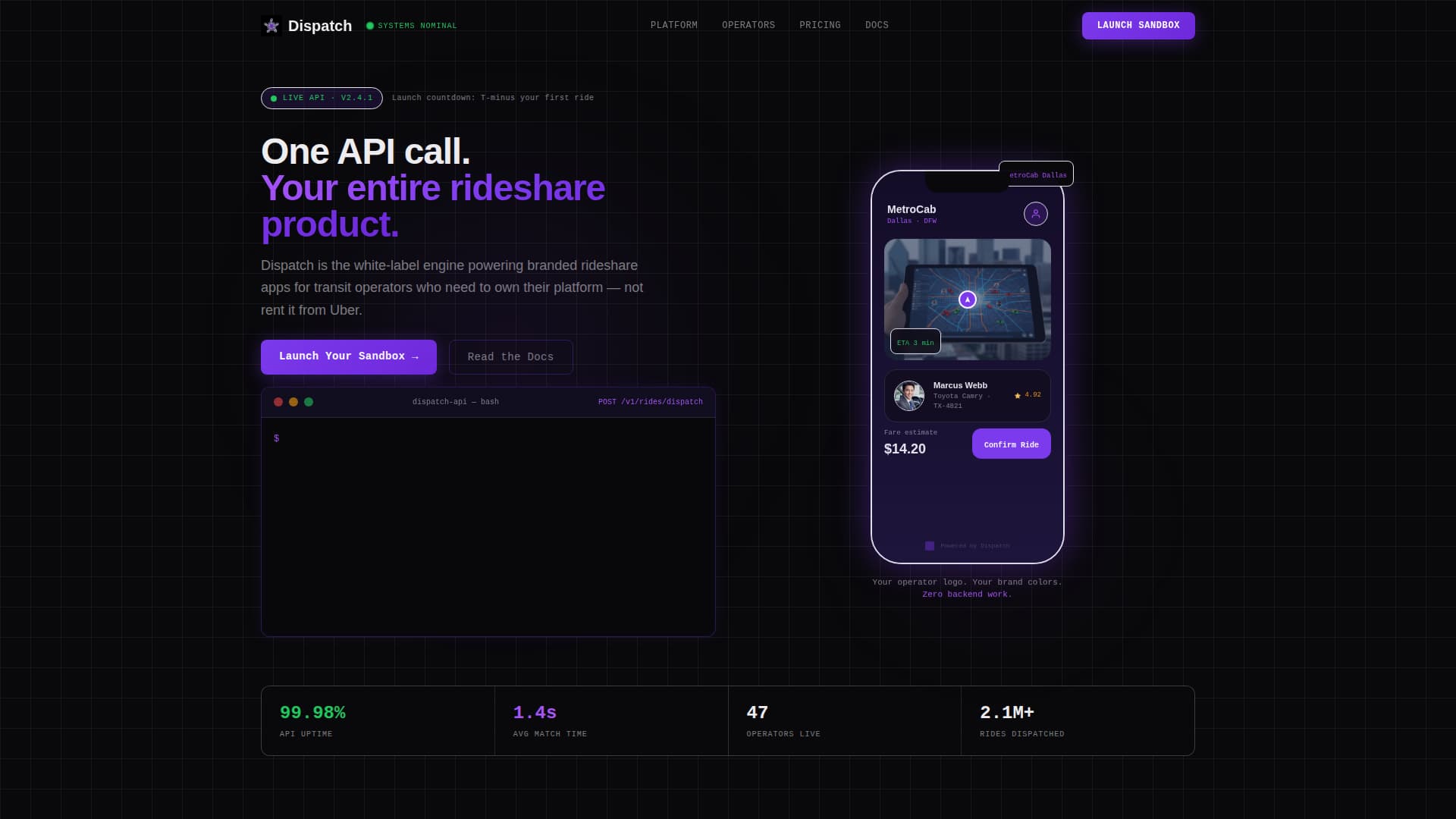 Dispatch - Powerful Rideshare Landing Page Template