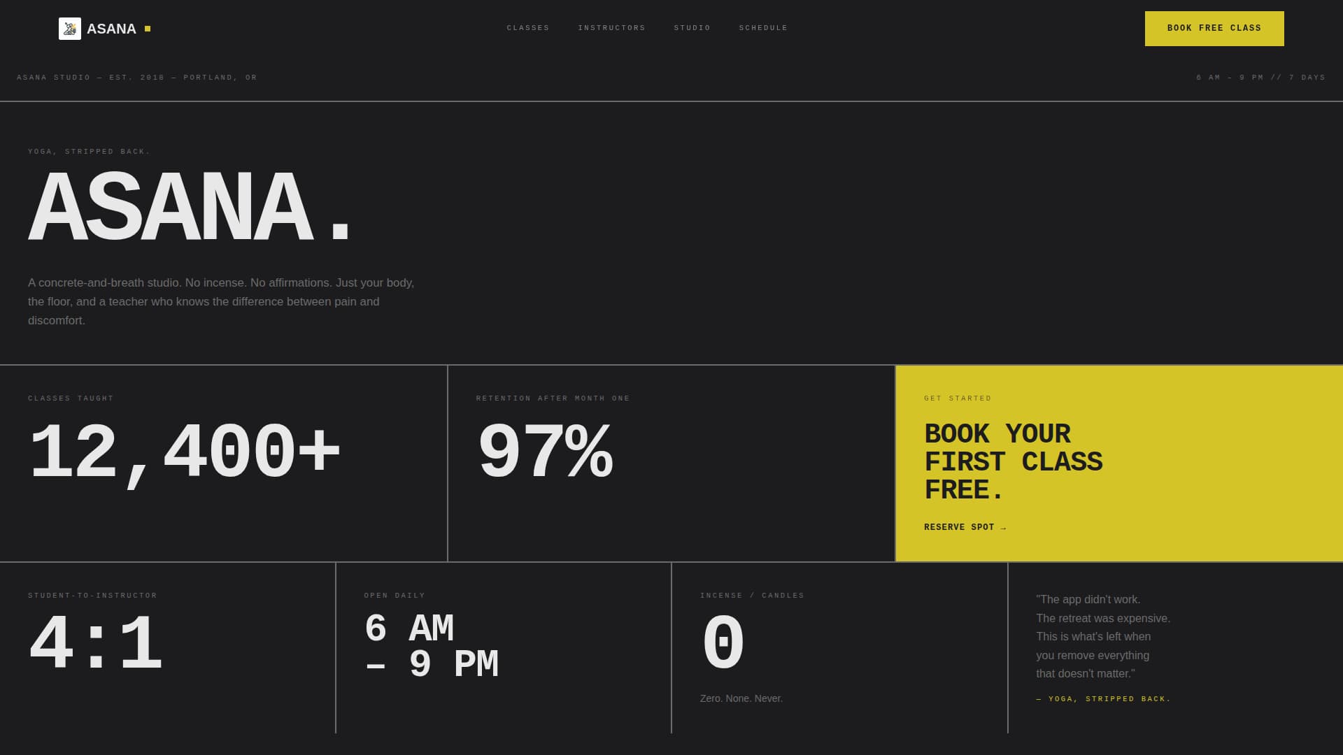 Boutique Yoga Studio Bold Branding Website Template