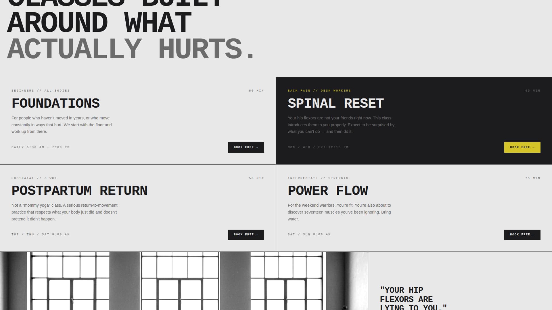 Boutique Yoga Studio Bold Branding Website Template
