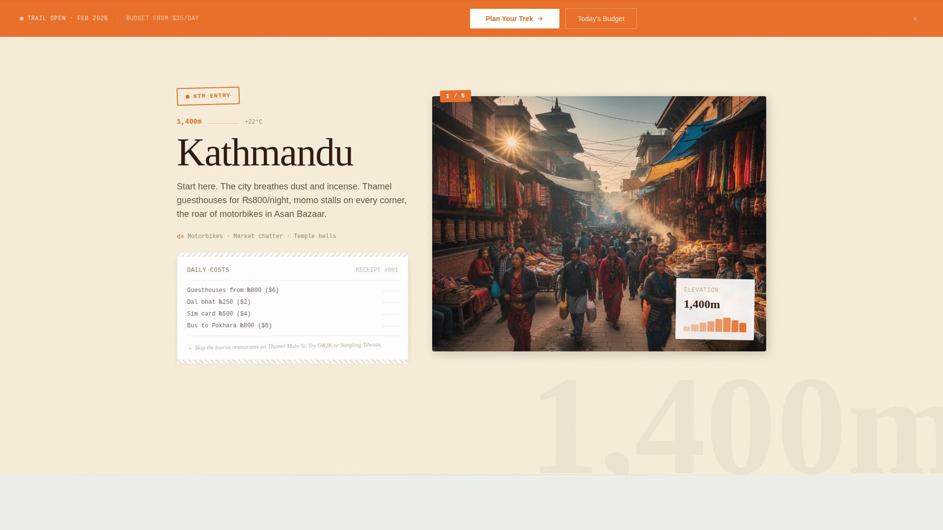 Trek - Adventurous Budget Landing Page Template