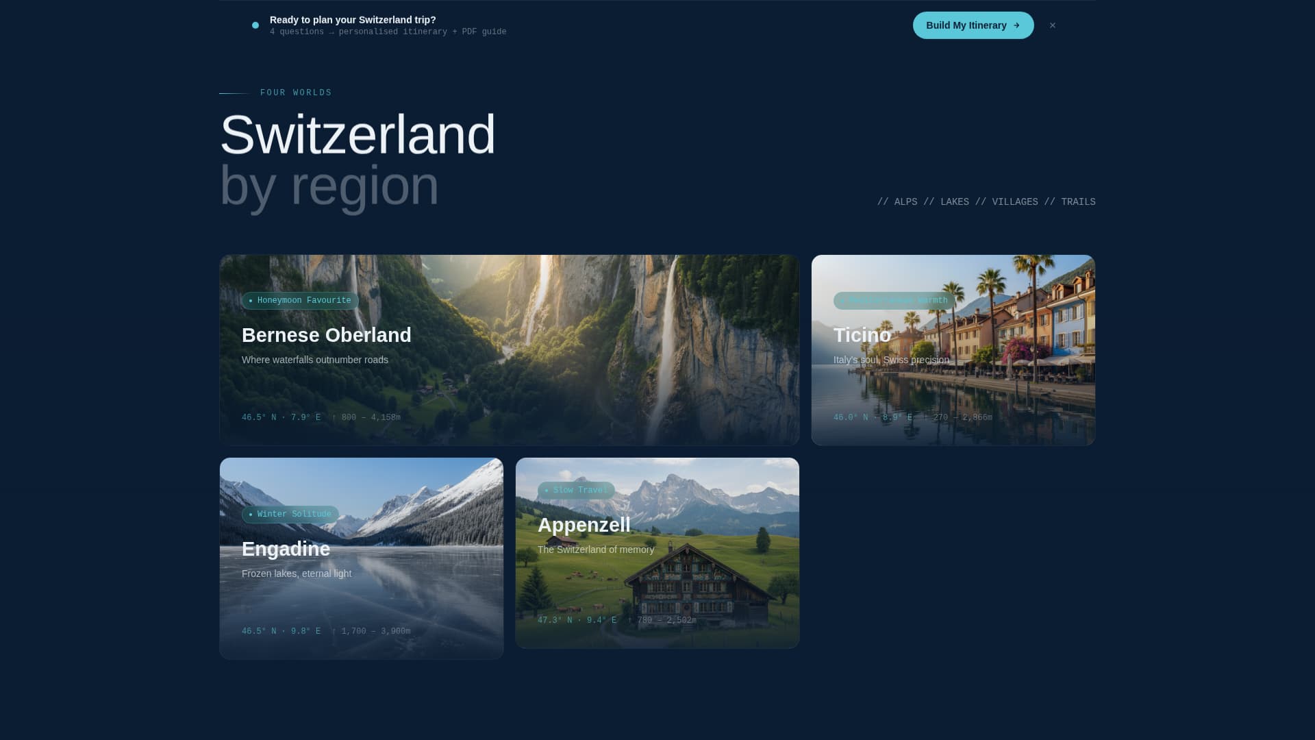 Switzerland Travel Specialist Booking Website Template