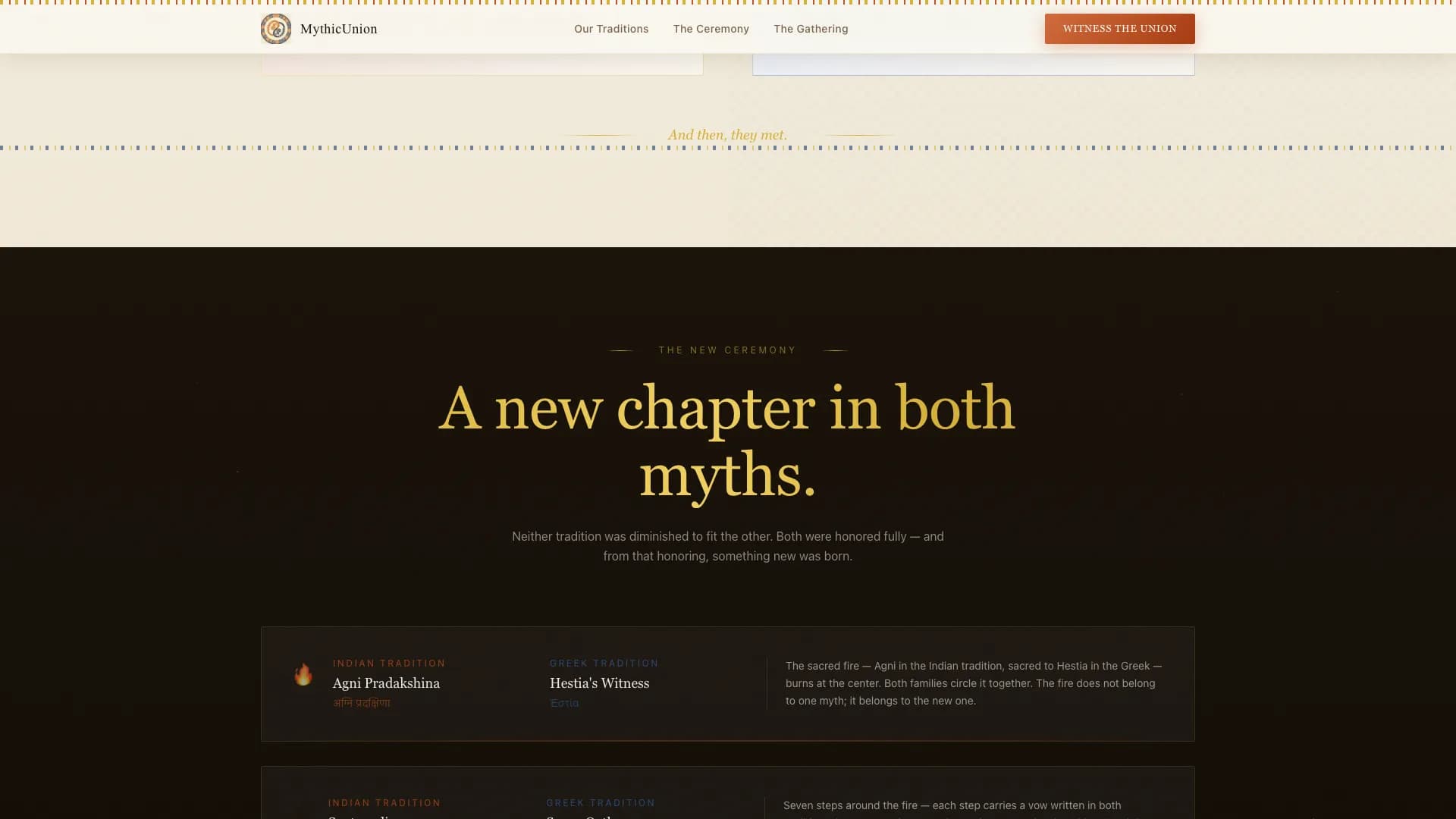 Mythica - Epic Intercultural Wedding Landing Page Template