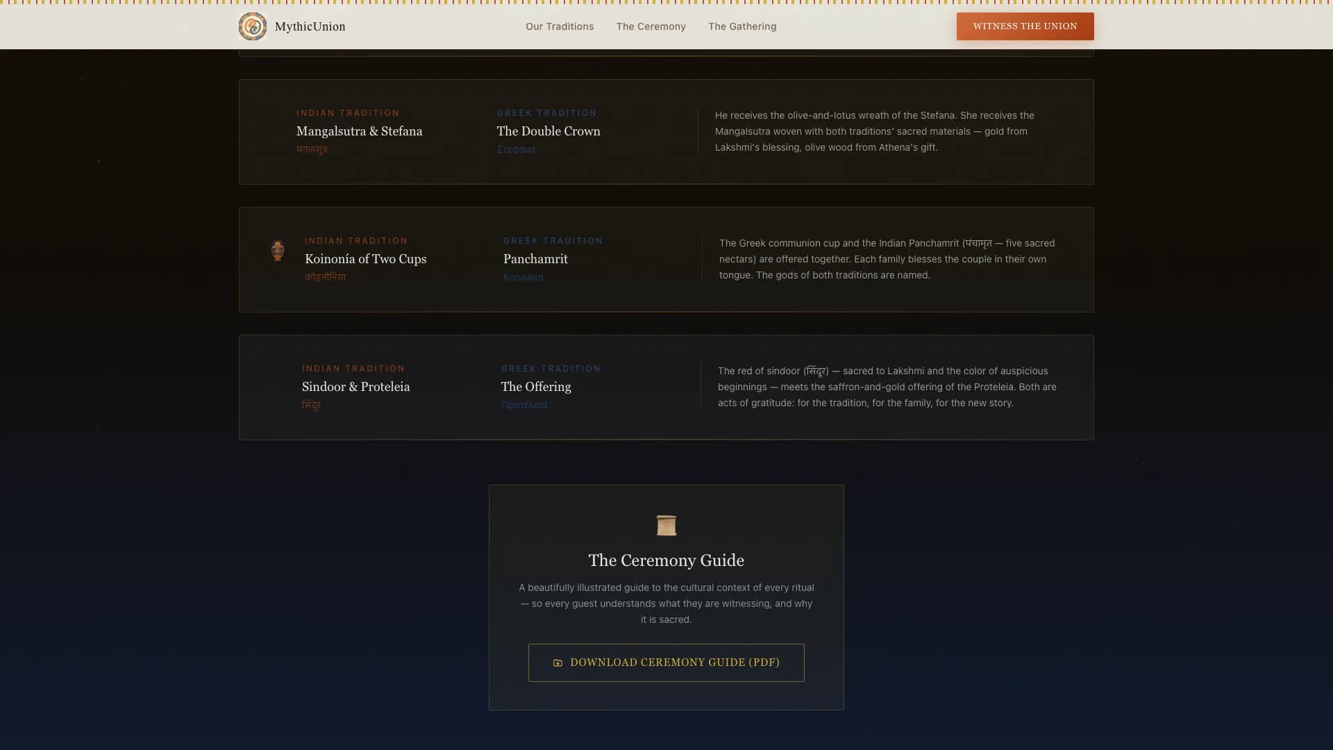 Mythica - Epic Intercultural Wedding Landing Page Template