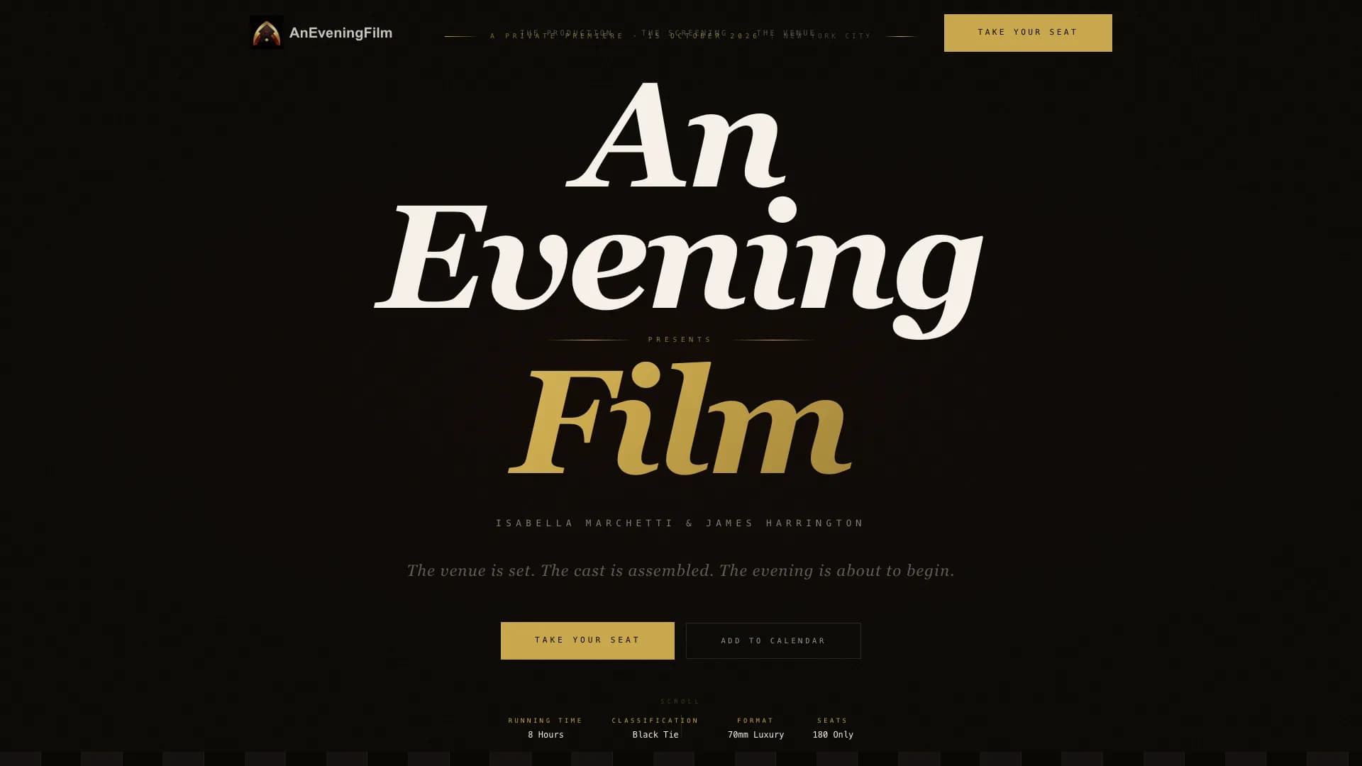 Premiere — Cinematic Luxury Wedding Landing Page Template