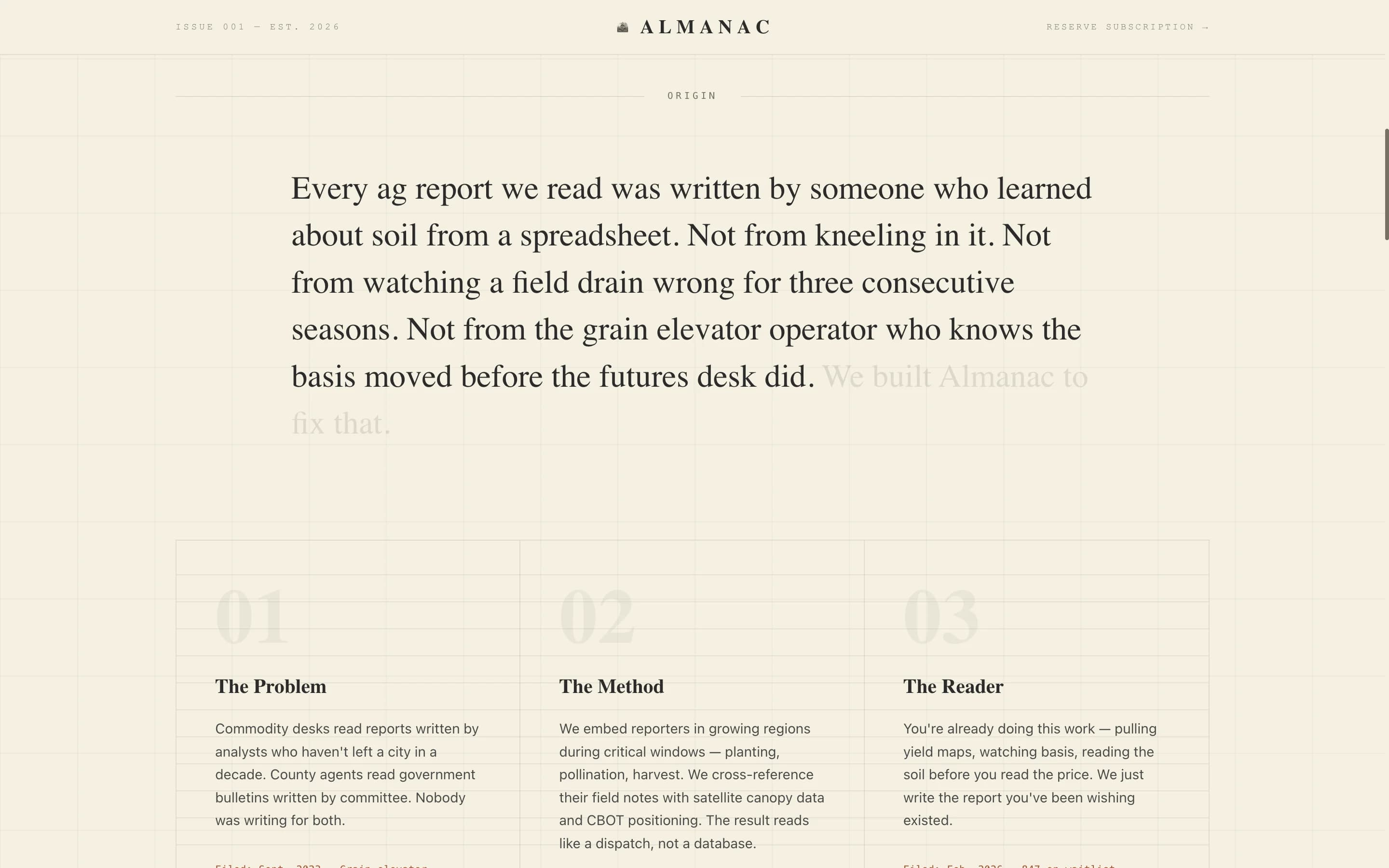 Almanac - Authoritative Agriculture Landing Page Template