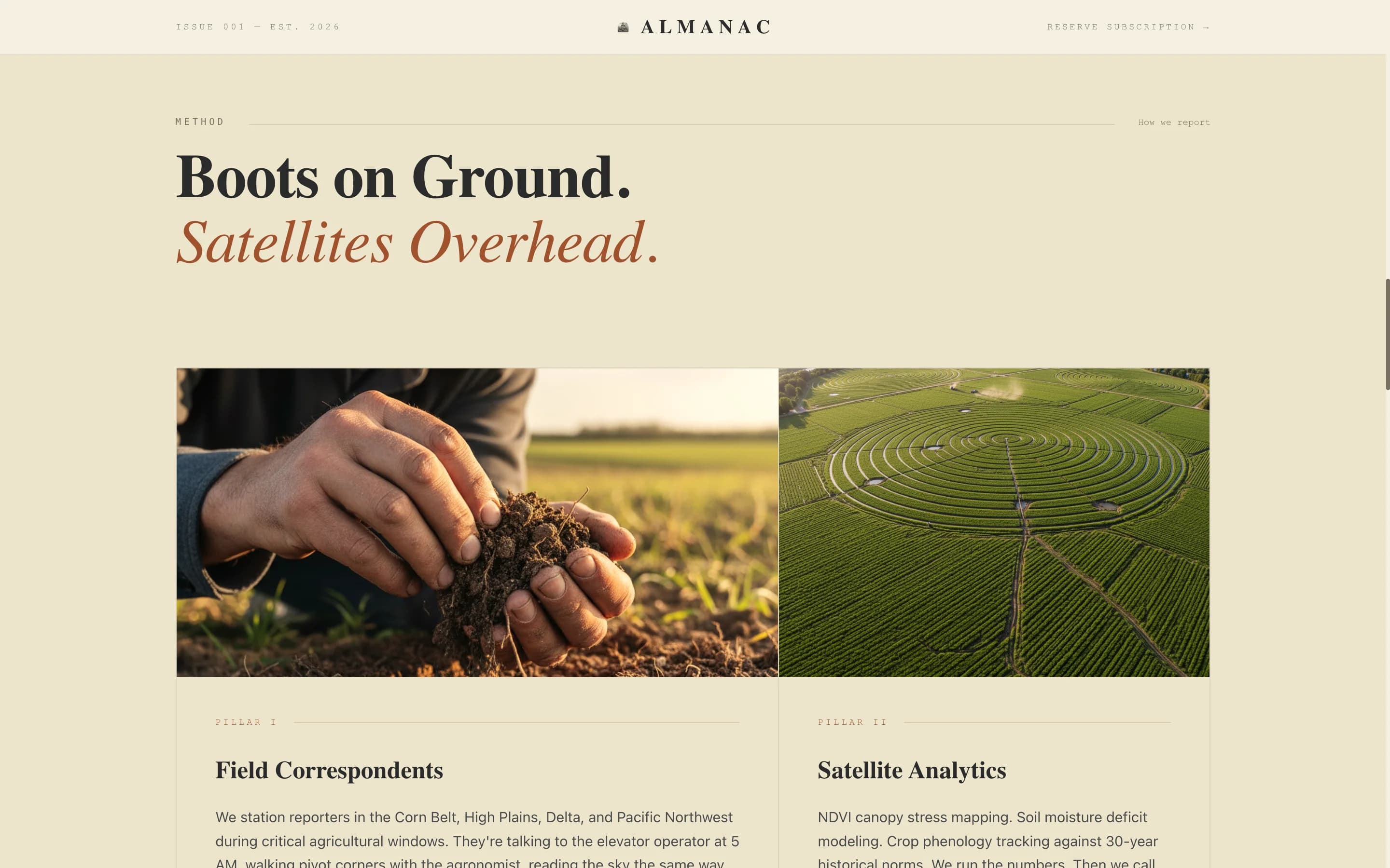 Almanac - Authoritative Agriculture Landing Page Template
