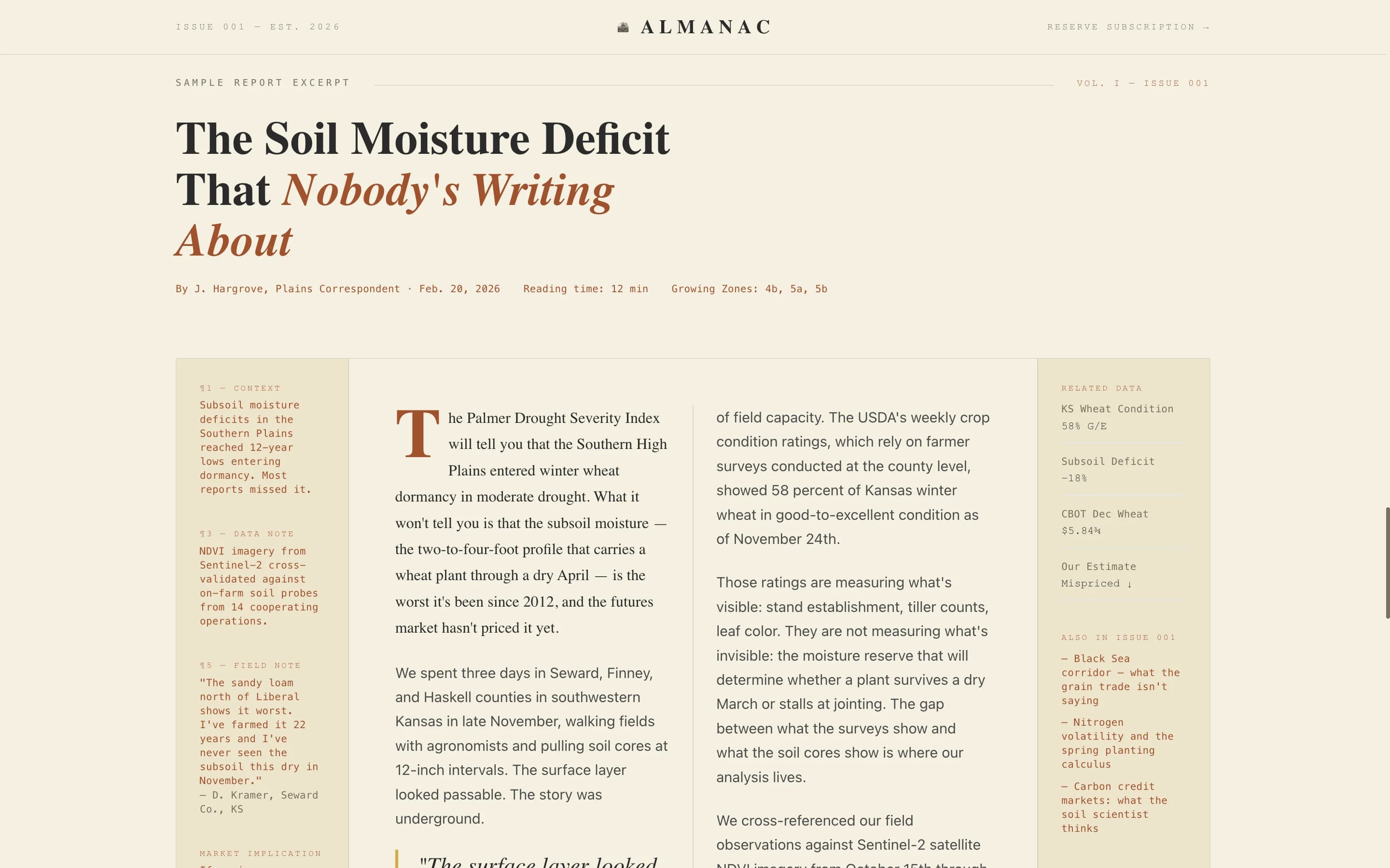 Almanac - Authoritative Agriculture Landing Page Template