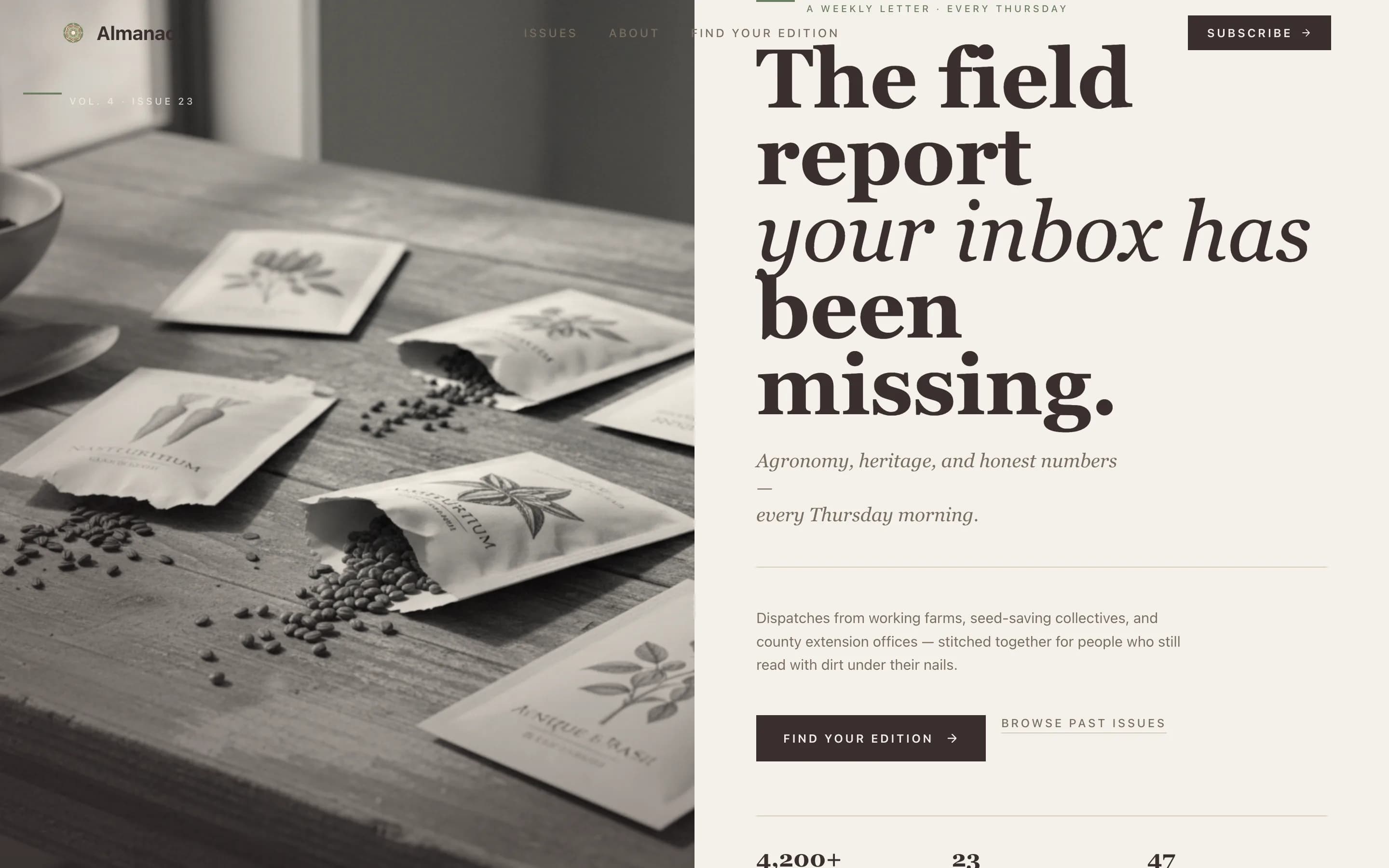 Almanac - Trusted Agriculture Landing Page Template