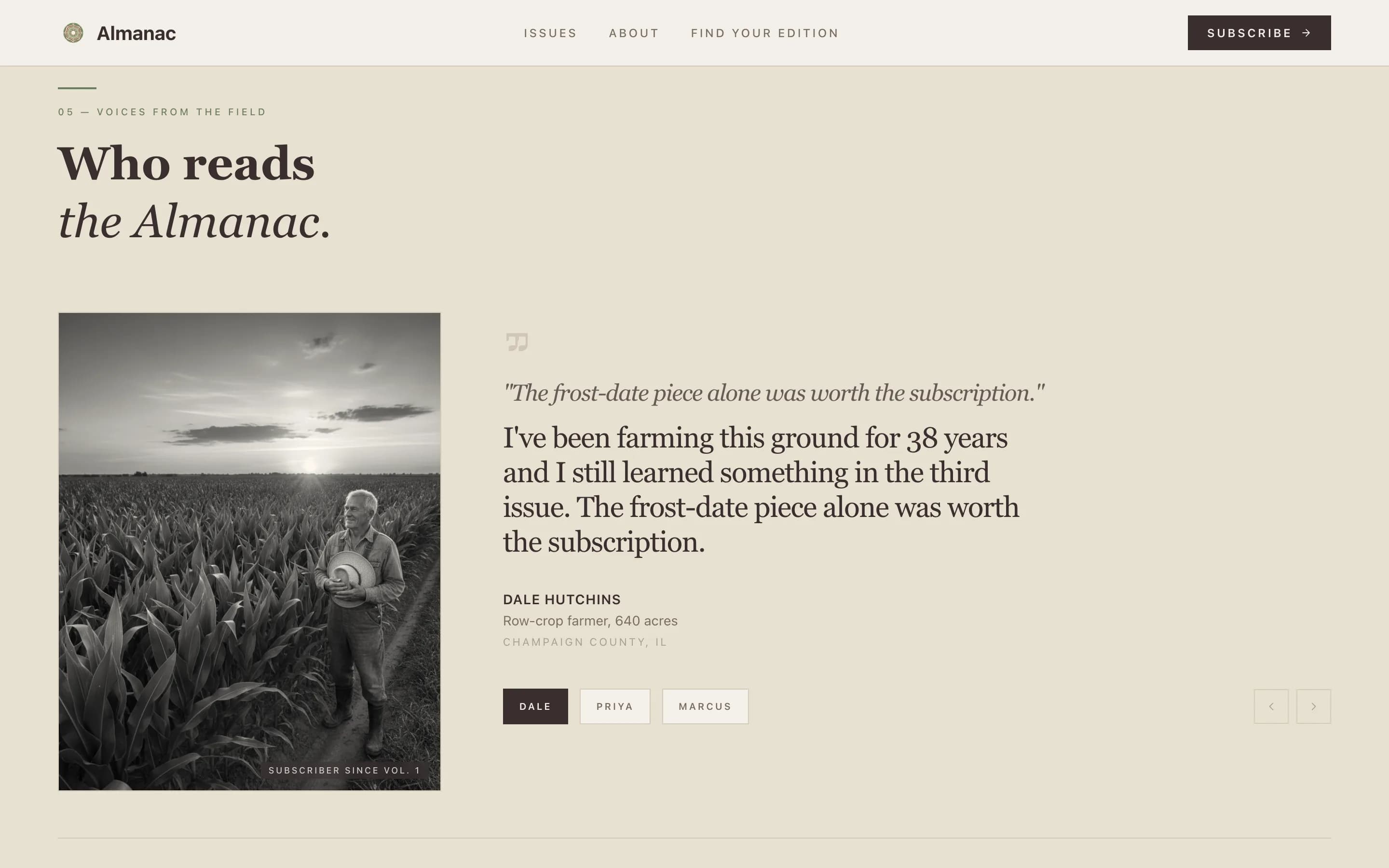 Almanac - Trusted Agriculture Landing Page Template
