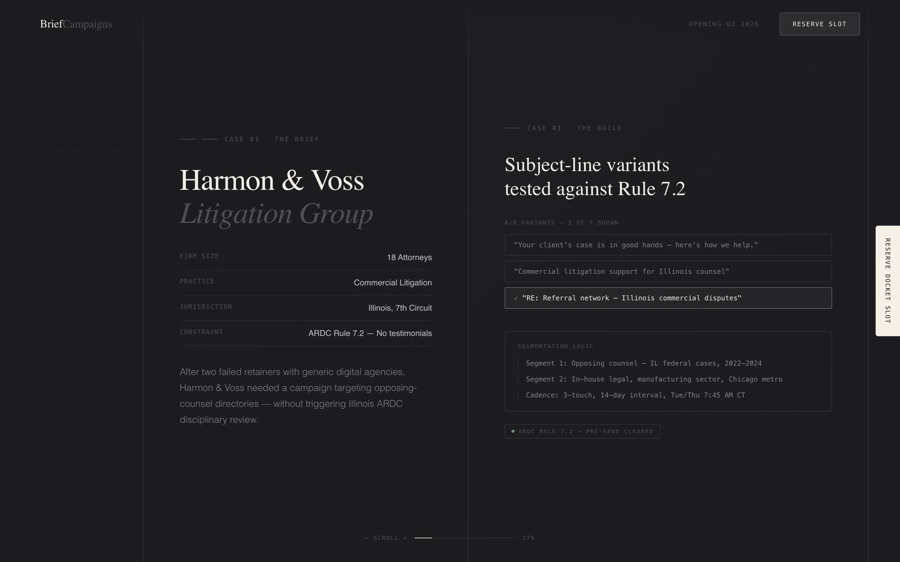 Elevate — Strategic Legal Marketing Landing Page Template