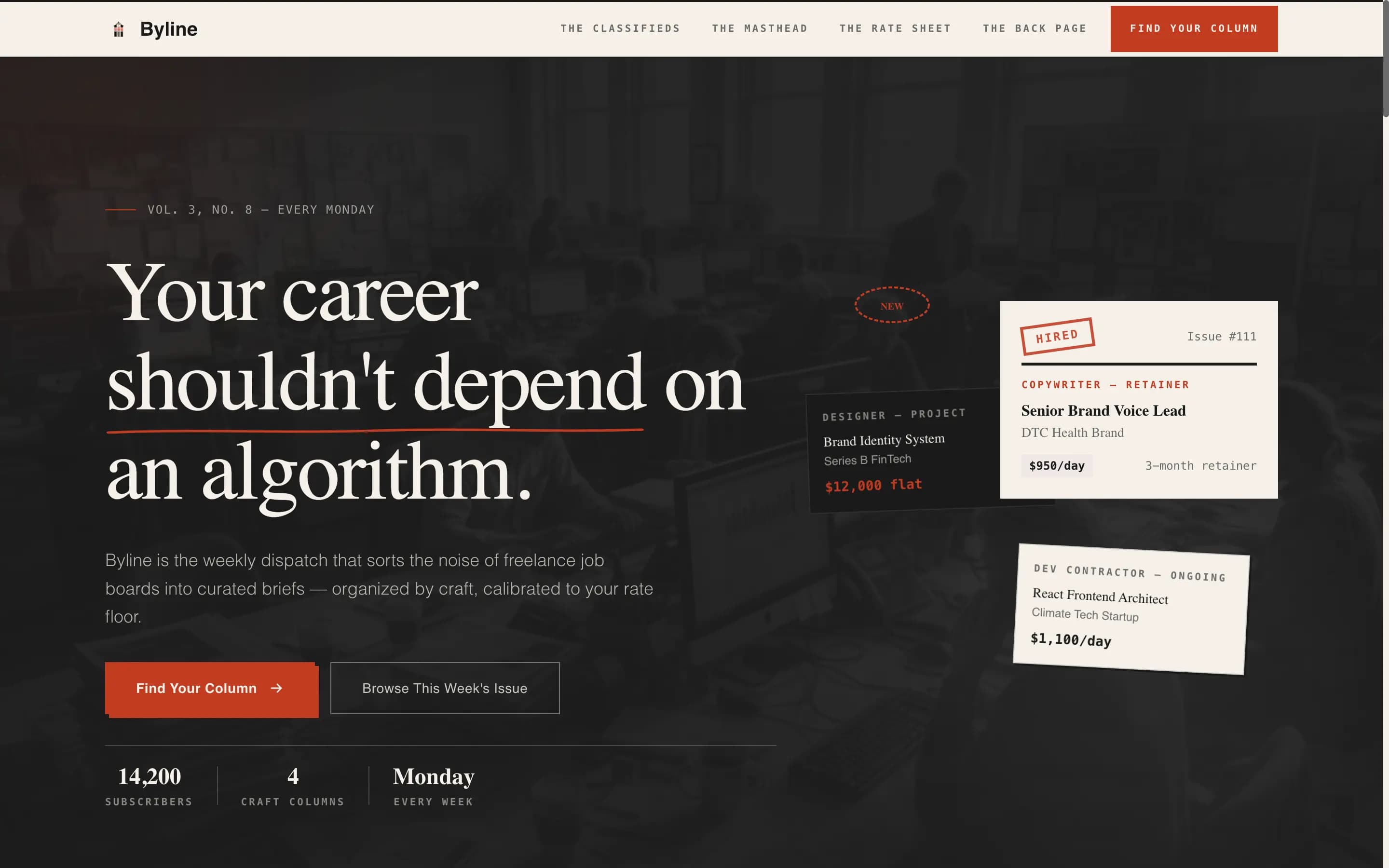 Byline - Curated Freelance Landing Page Template