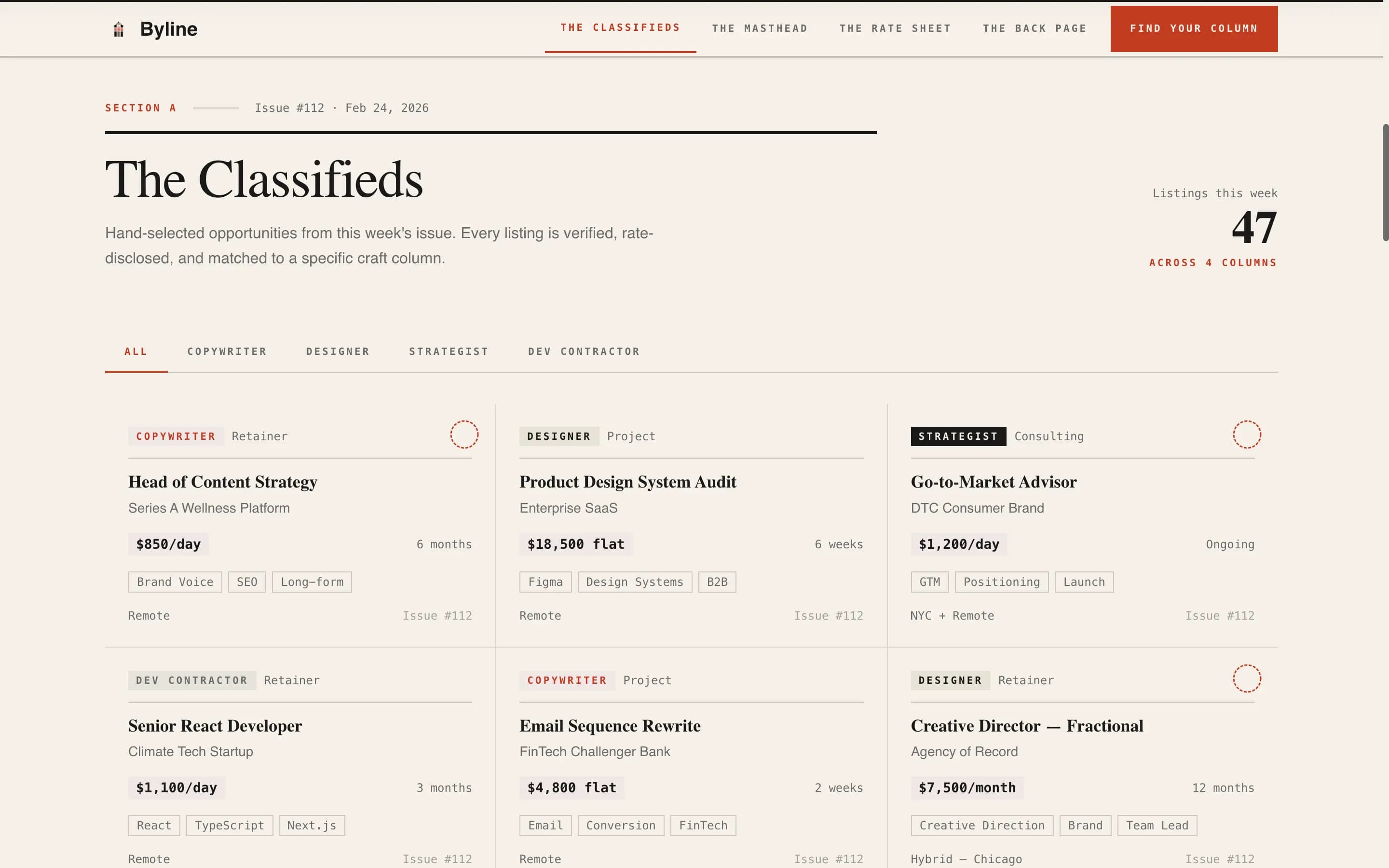 Byline - Curated Freelance Landing Page Template