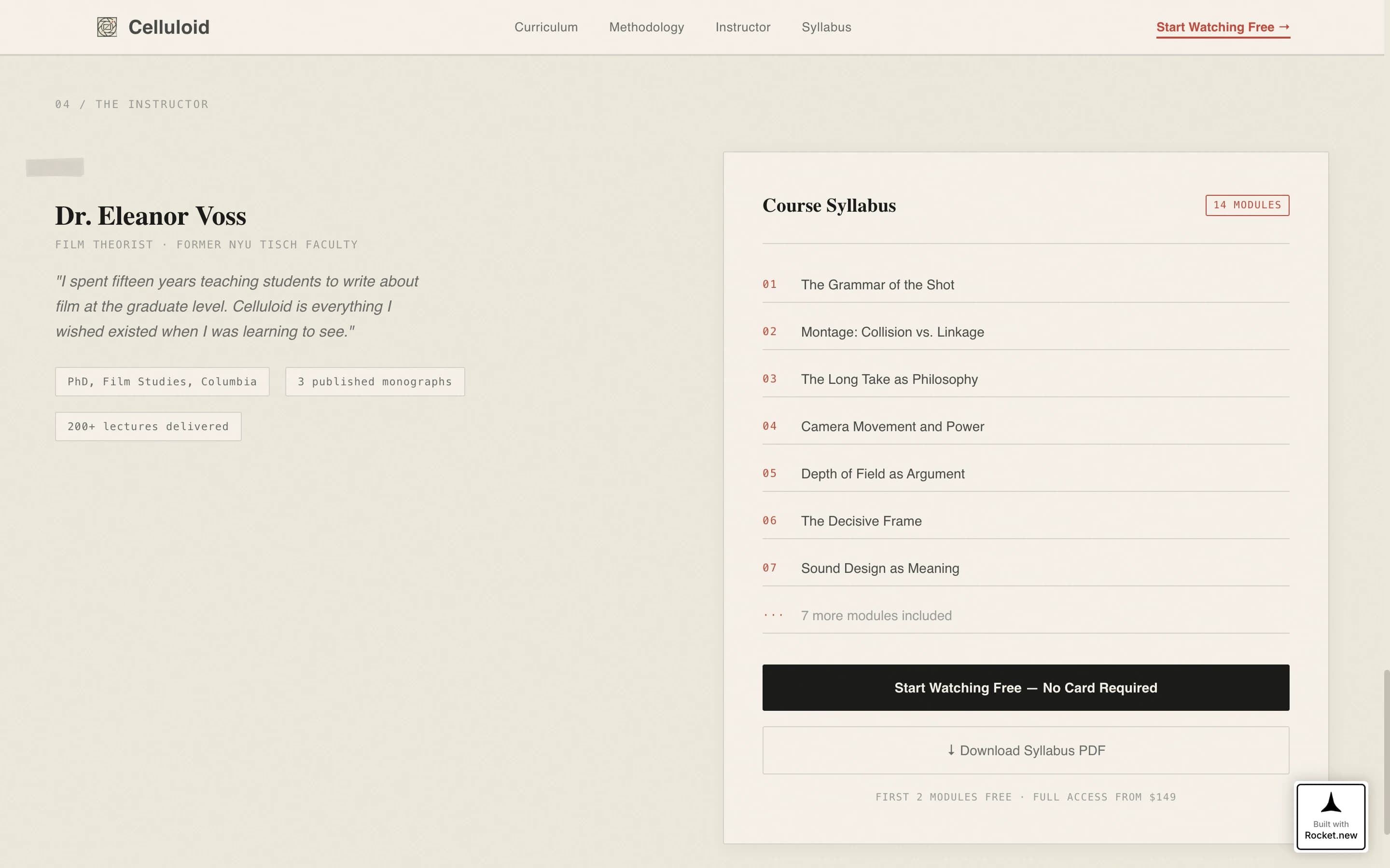 Celluloid — Authoritative Movie Studies Landing Page Template