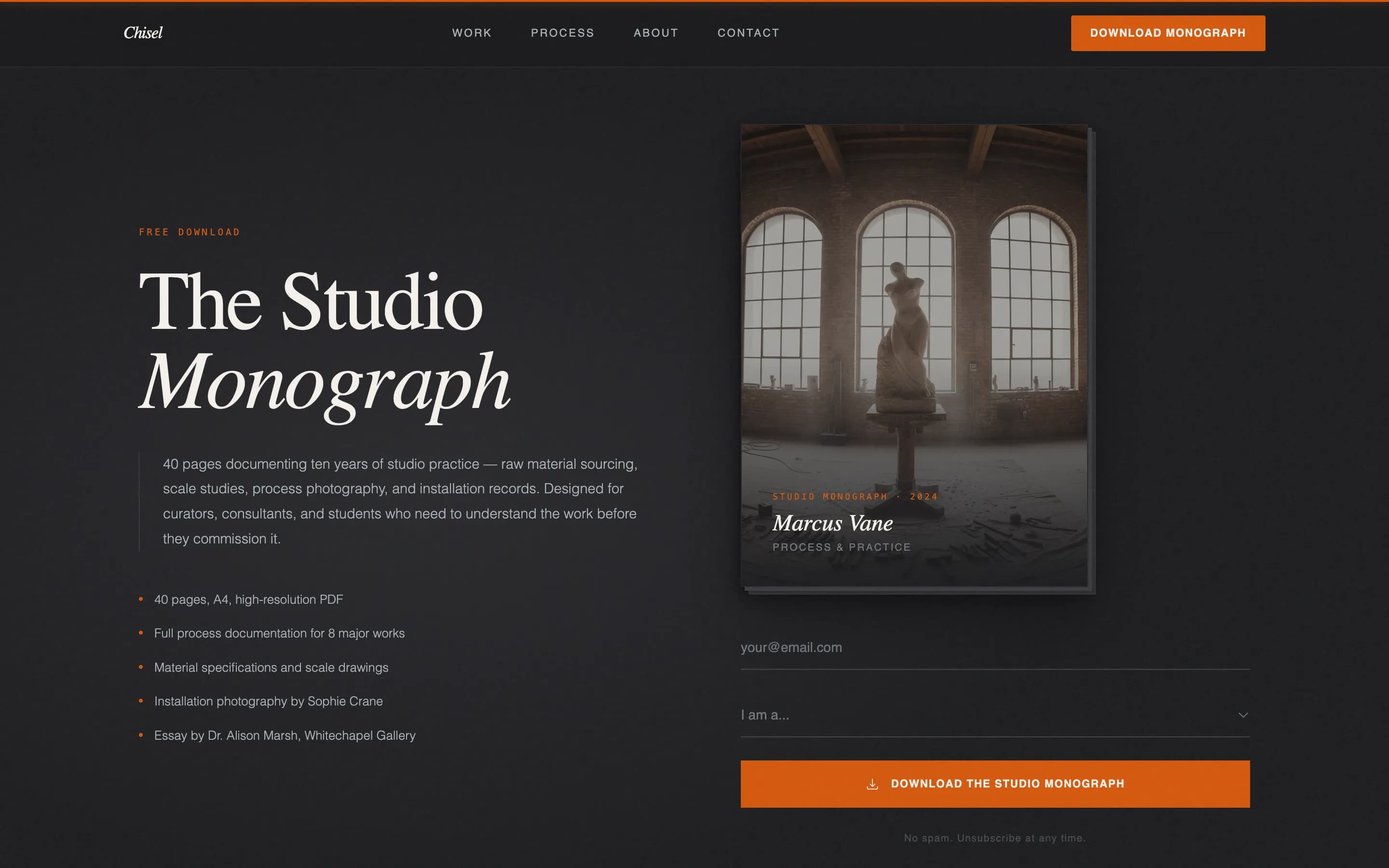 Chisel - Sculptural Portfolio Landing Page Template