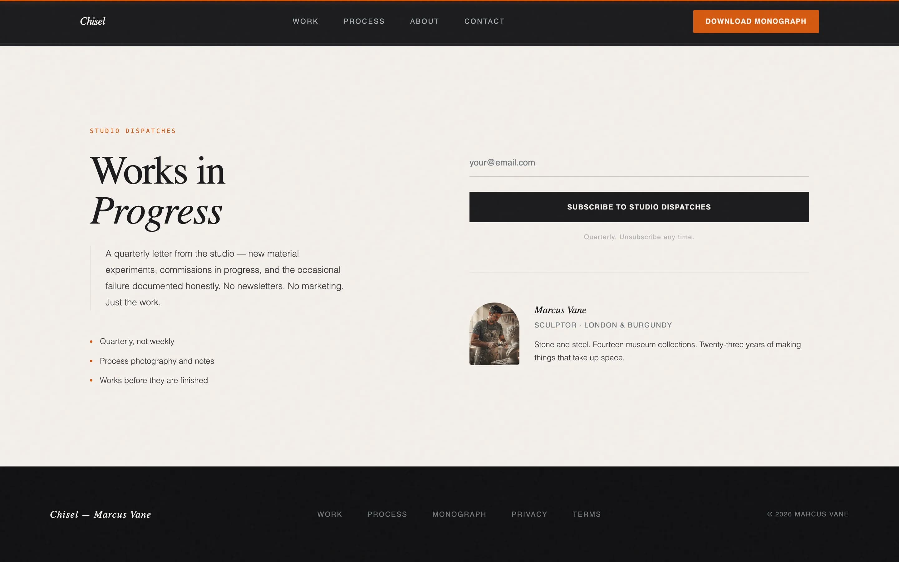 Chisel - Sculptural Portfolio Landing Page Template