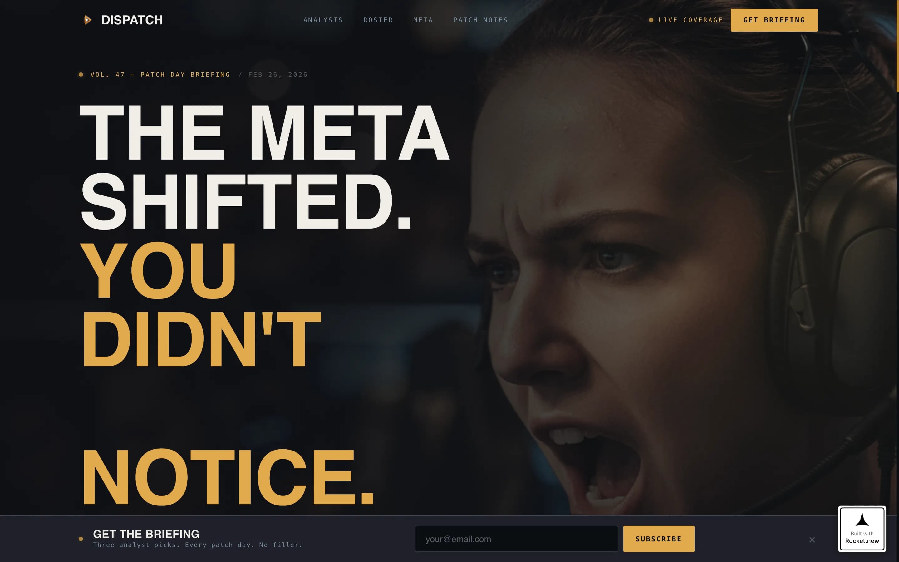 Dispatch - Cinematic Esports Landing Page Template