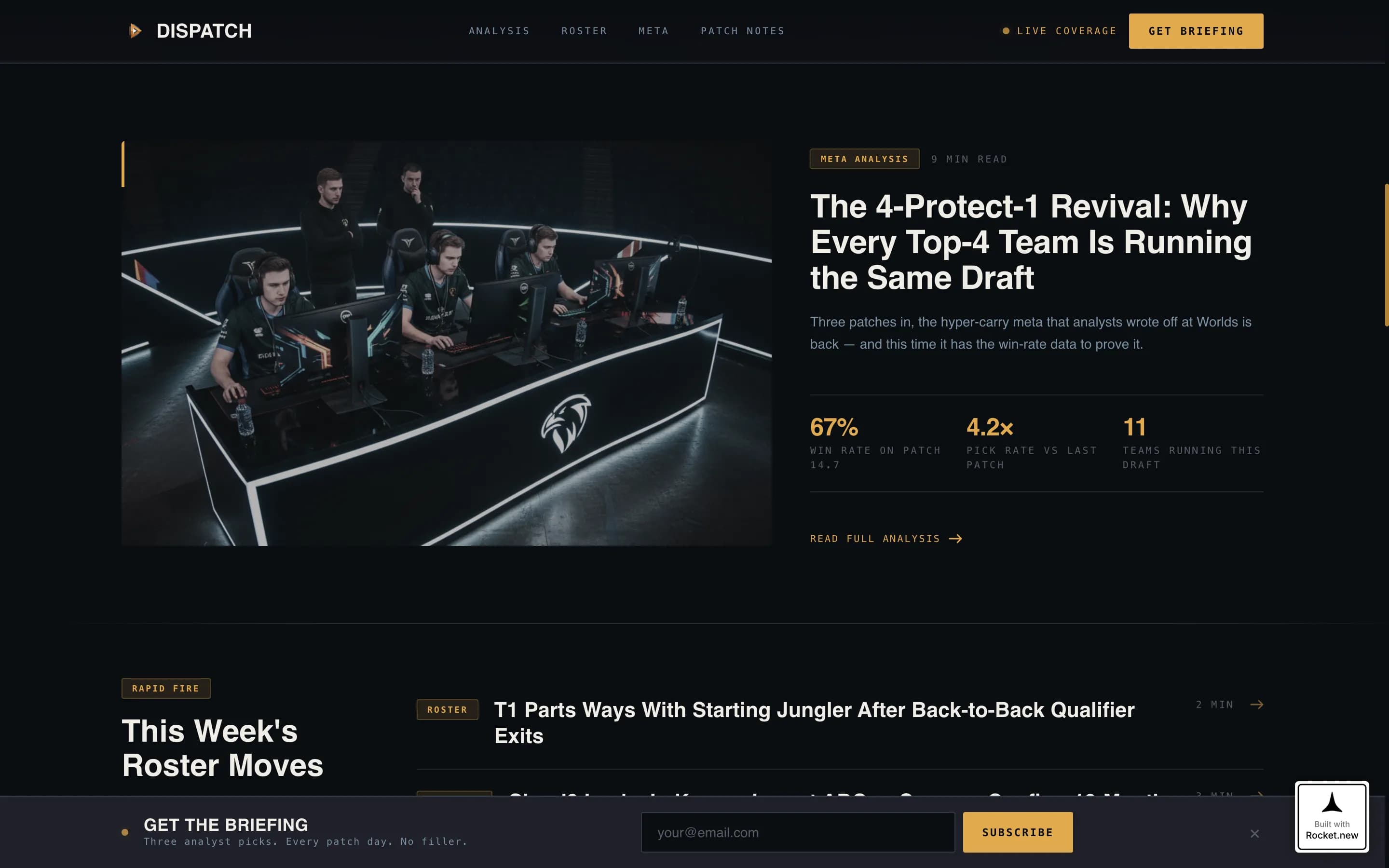 Dispatch - Cinematic Esports Landing Page Template