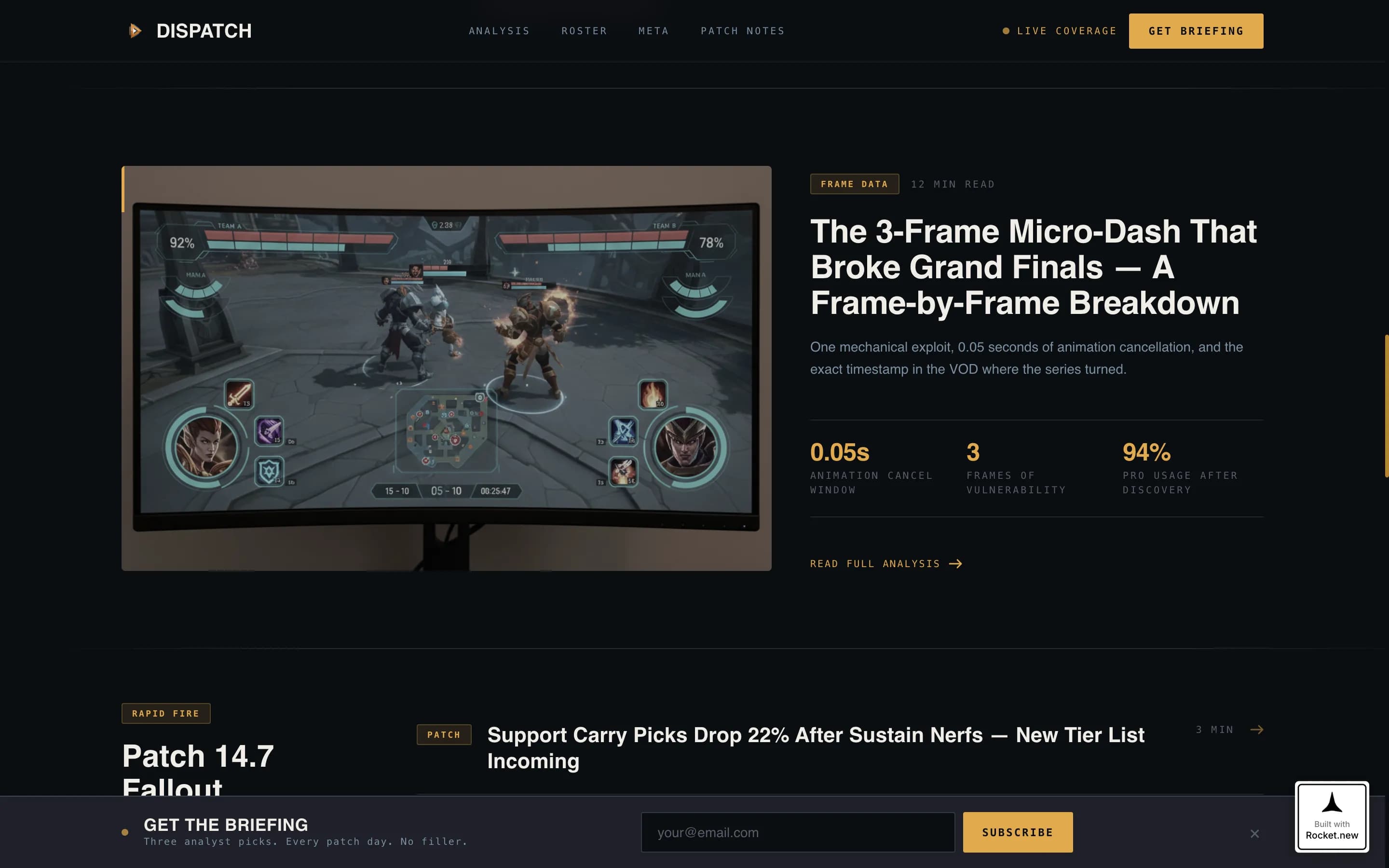 Dispatch - Cinematic Esports Landing Page Template