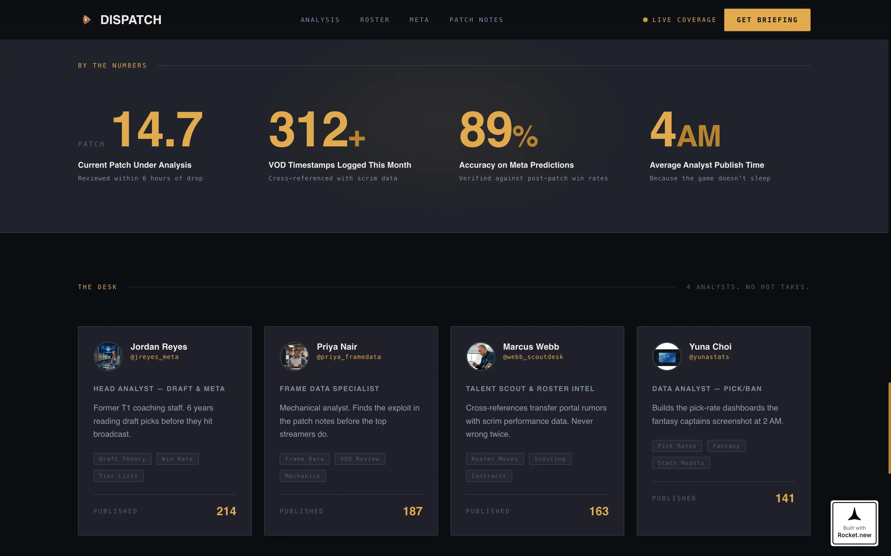 Dispatch - Cinematic Esports Landing Page Template