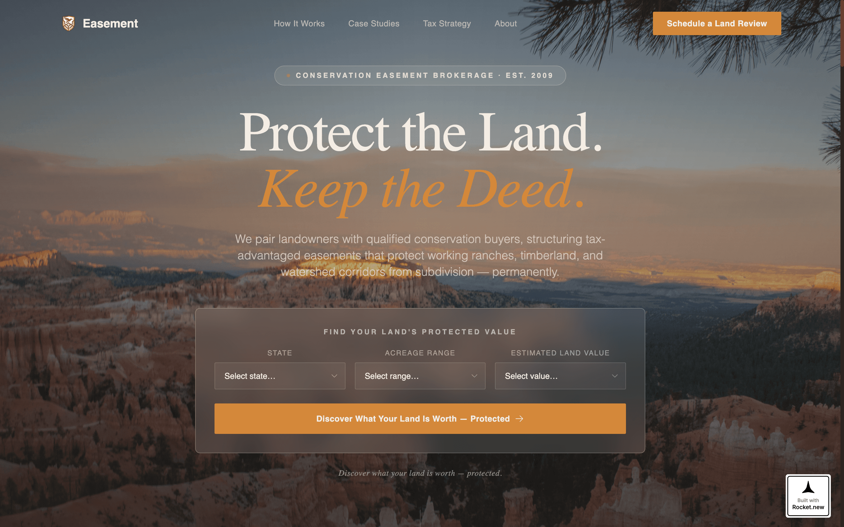Easement - Trusted Conservation Landing Page Template