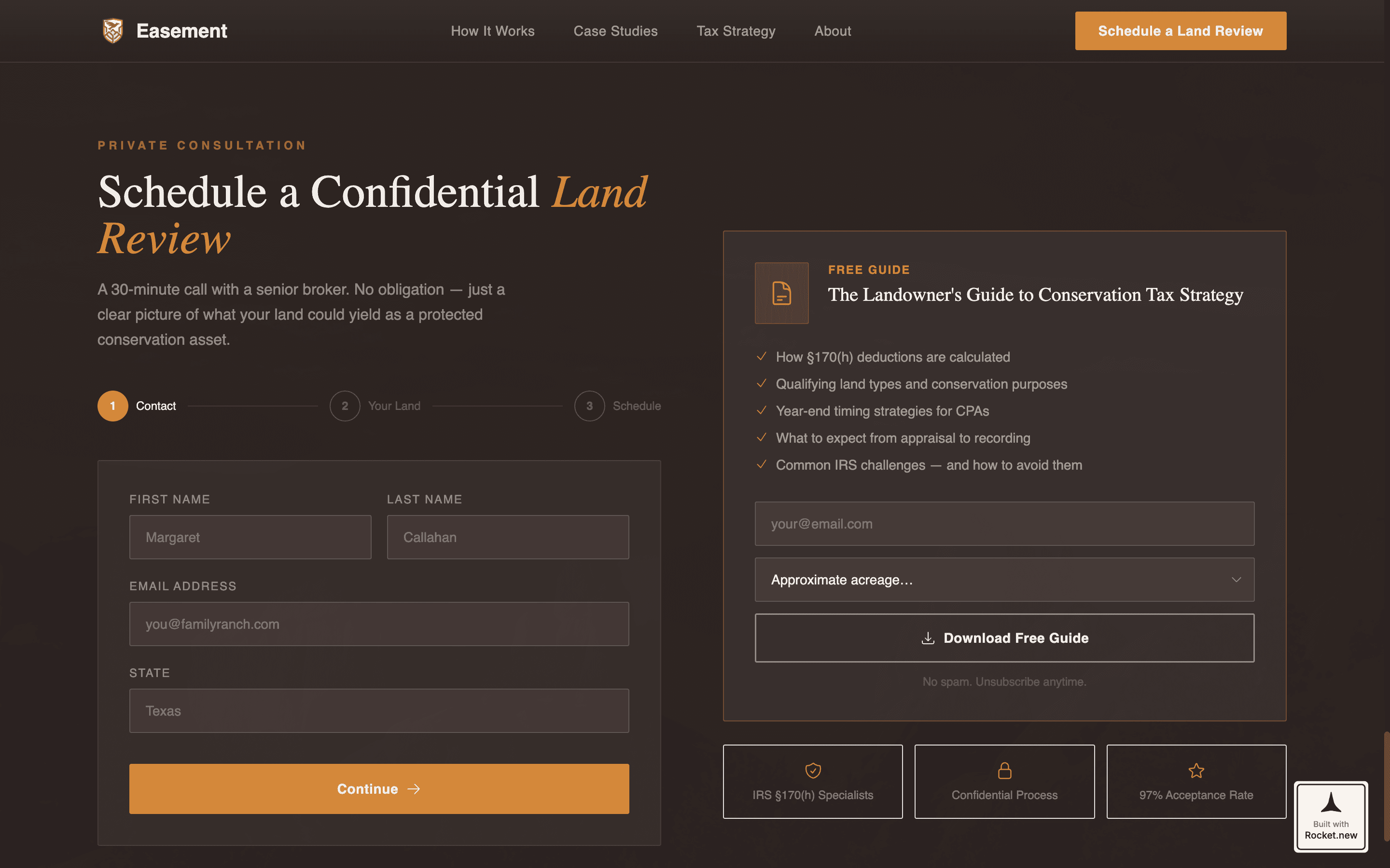 Easement - Trusted Conservation Landing Page Template