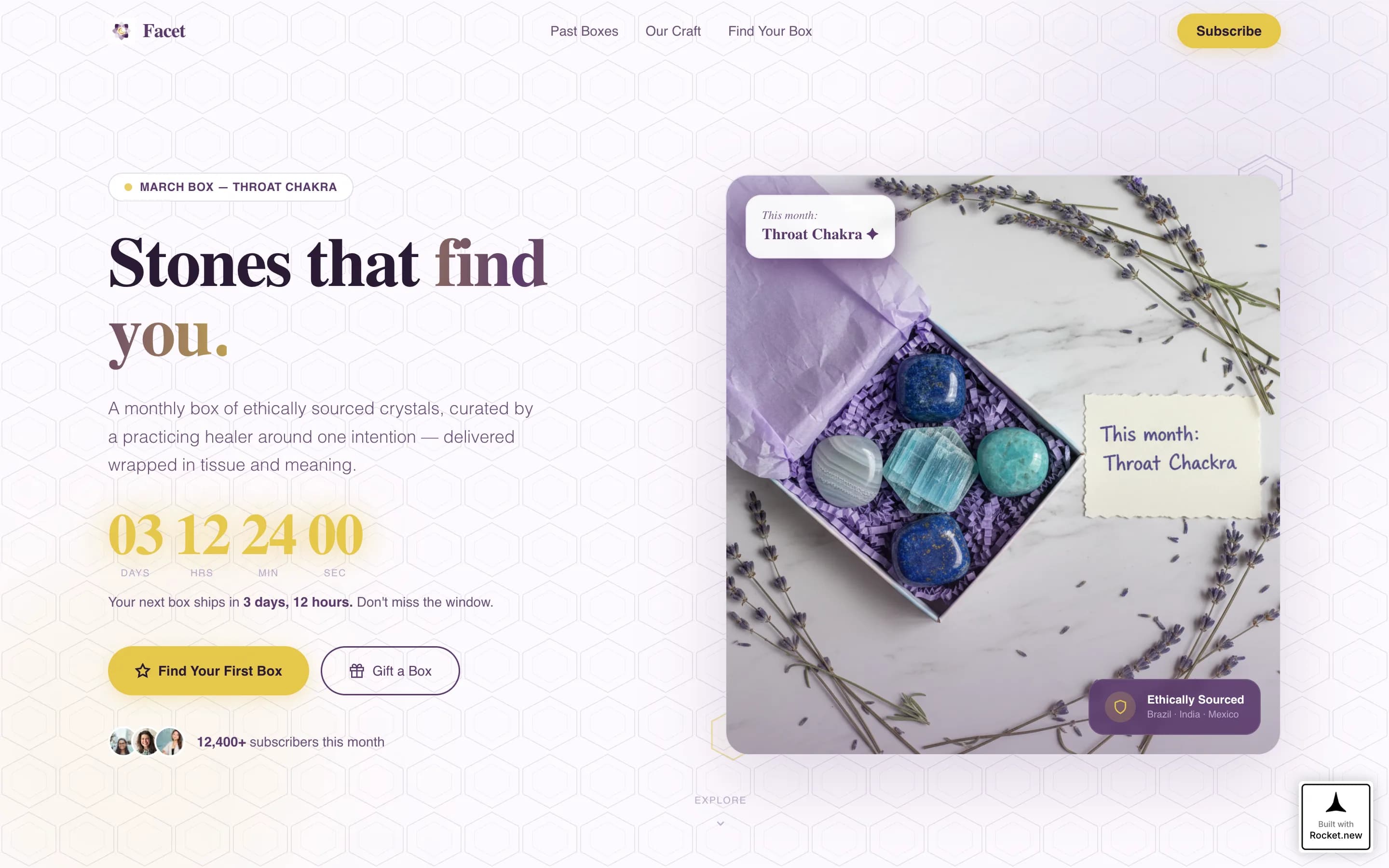 Facet - Enchanting Crystalsubscription Landing Page Template