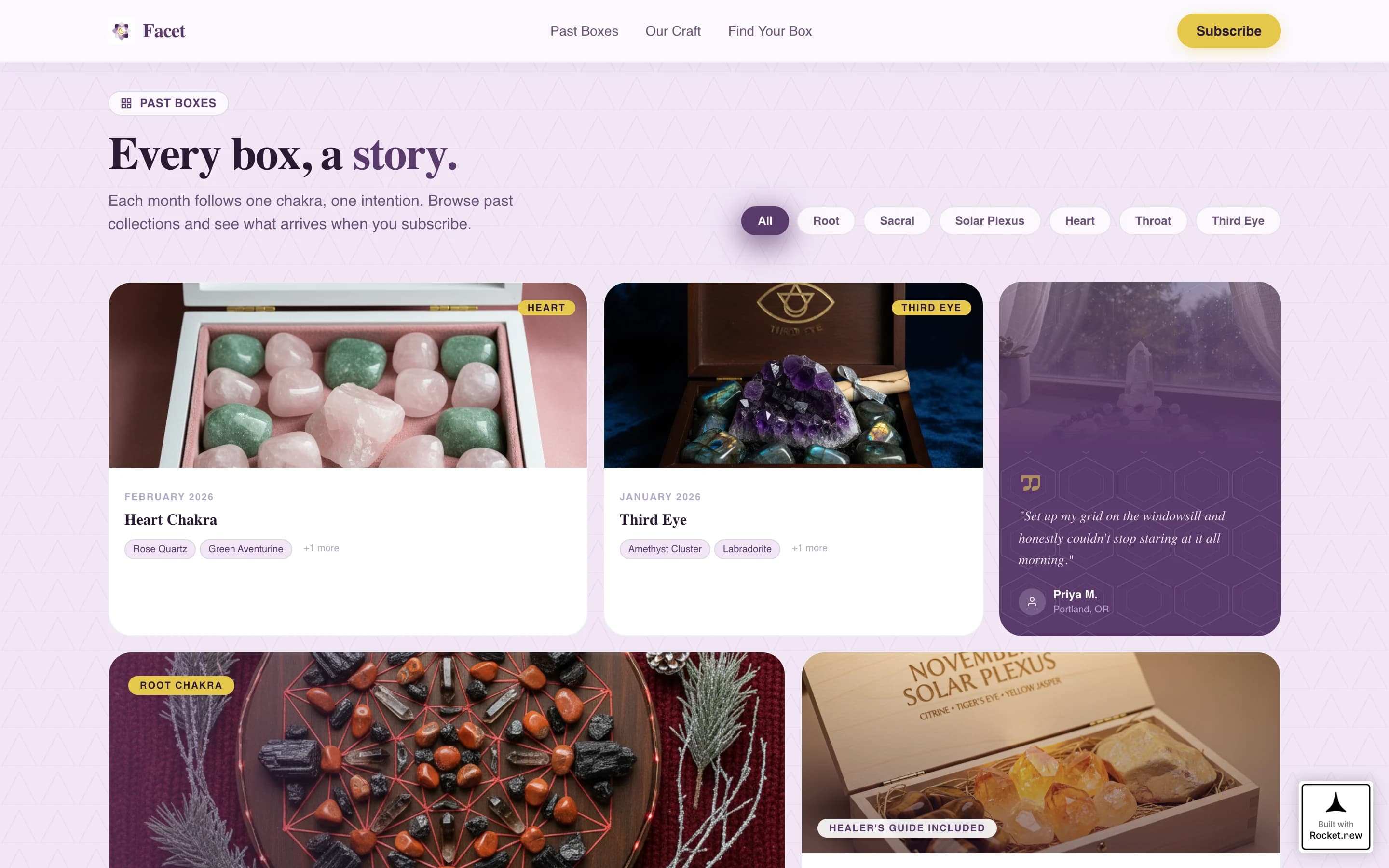 Facet - Enchanting Crystalsubscription Landing Page Template