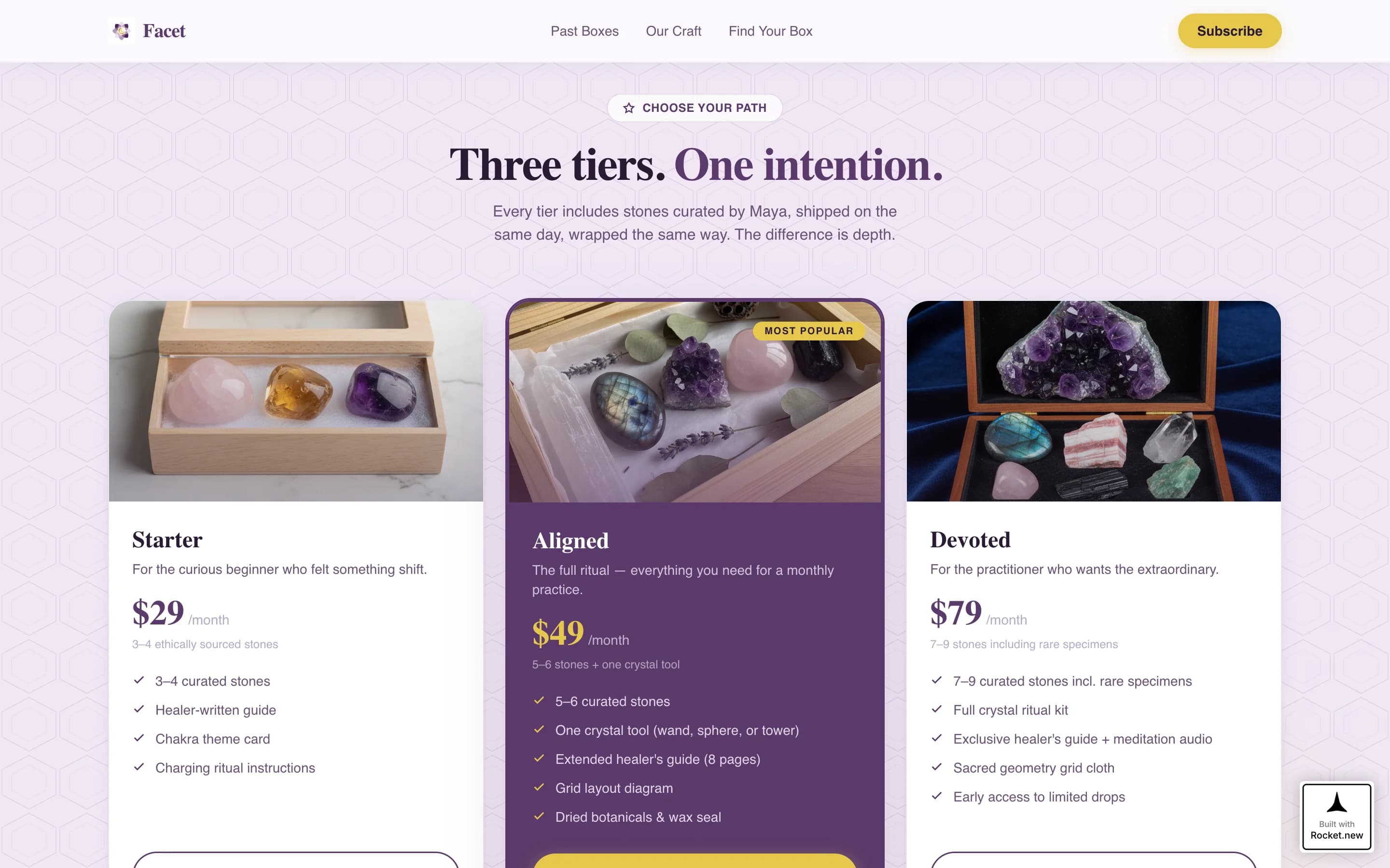 Facet - Enchanting Crystalsubscription Landing Page Template
