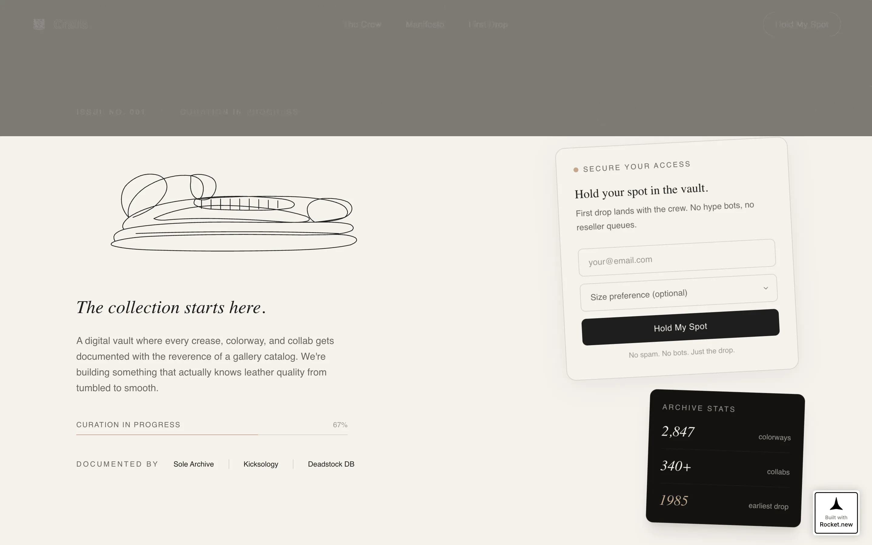 Grails - Luxe Sneakercollecting Landing Page Template