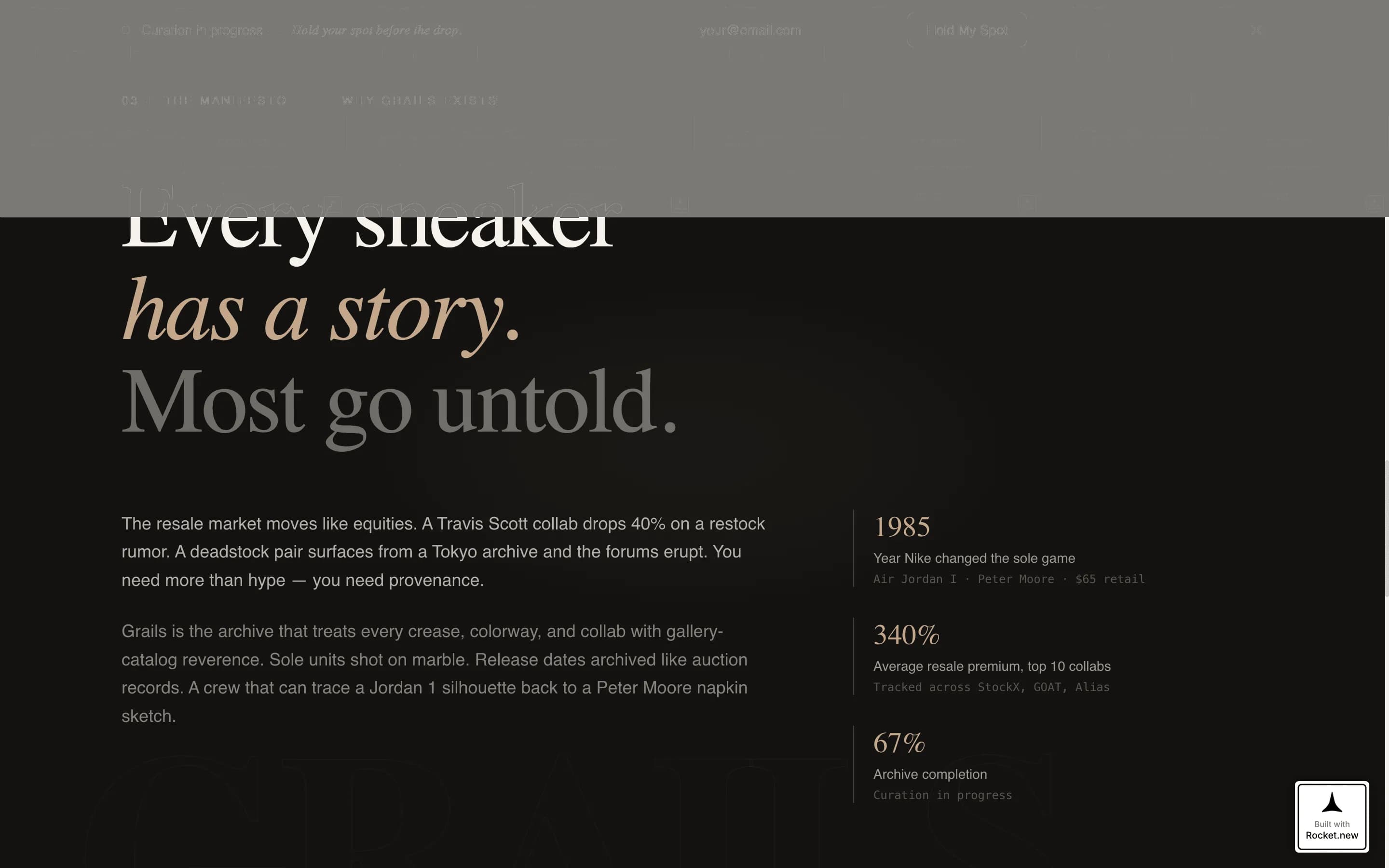 Grails - Luxe Sneakercollecting Landing Page Template