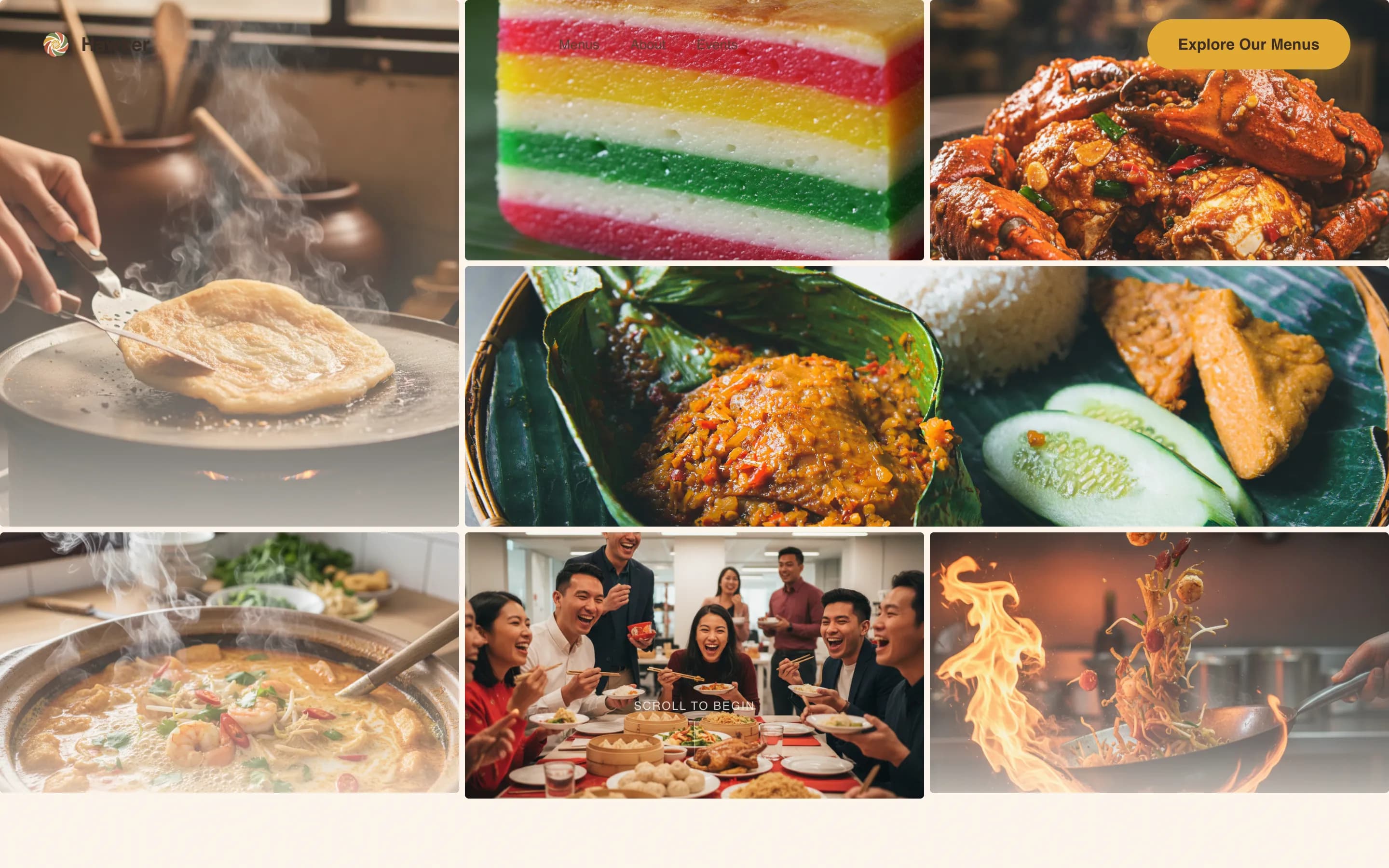 Hawker - Bold Singaporean Catering Landing Page Template
