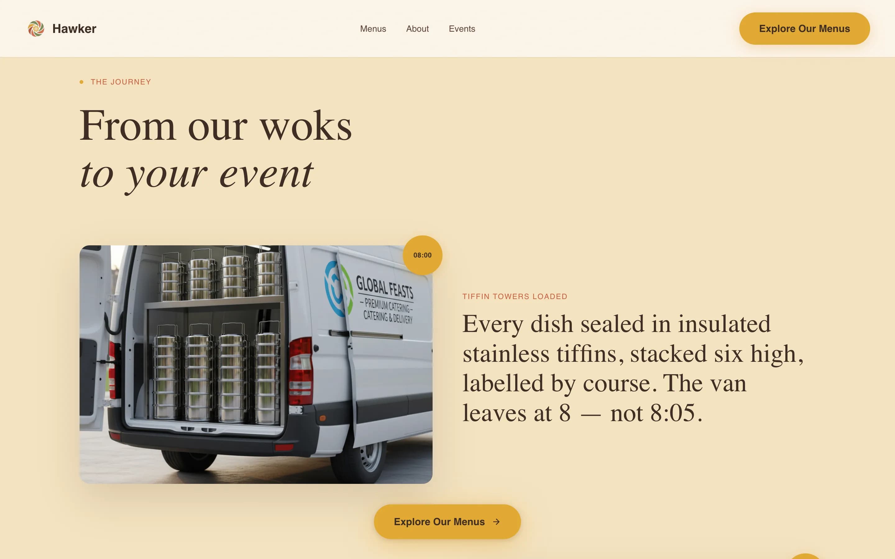 Hawker - Bold Singaporean Catering Landing Page Template