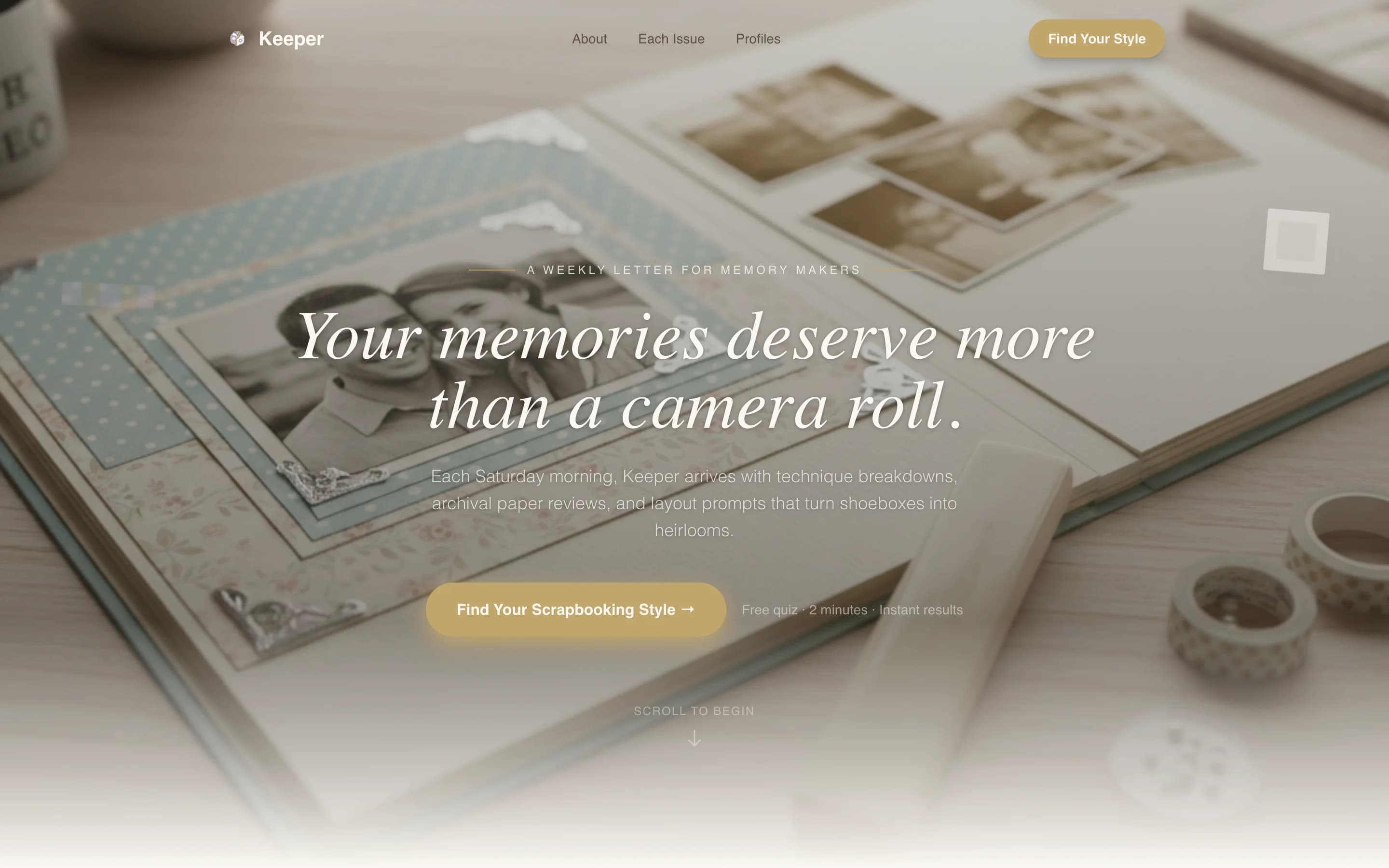 Keeper - Elegant Scrapbooking Landing Page Template
