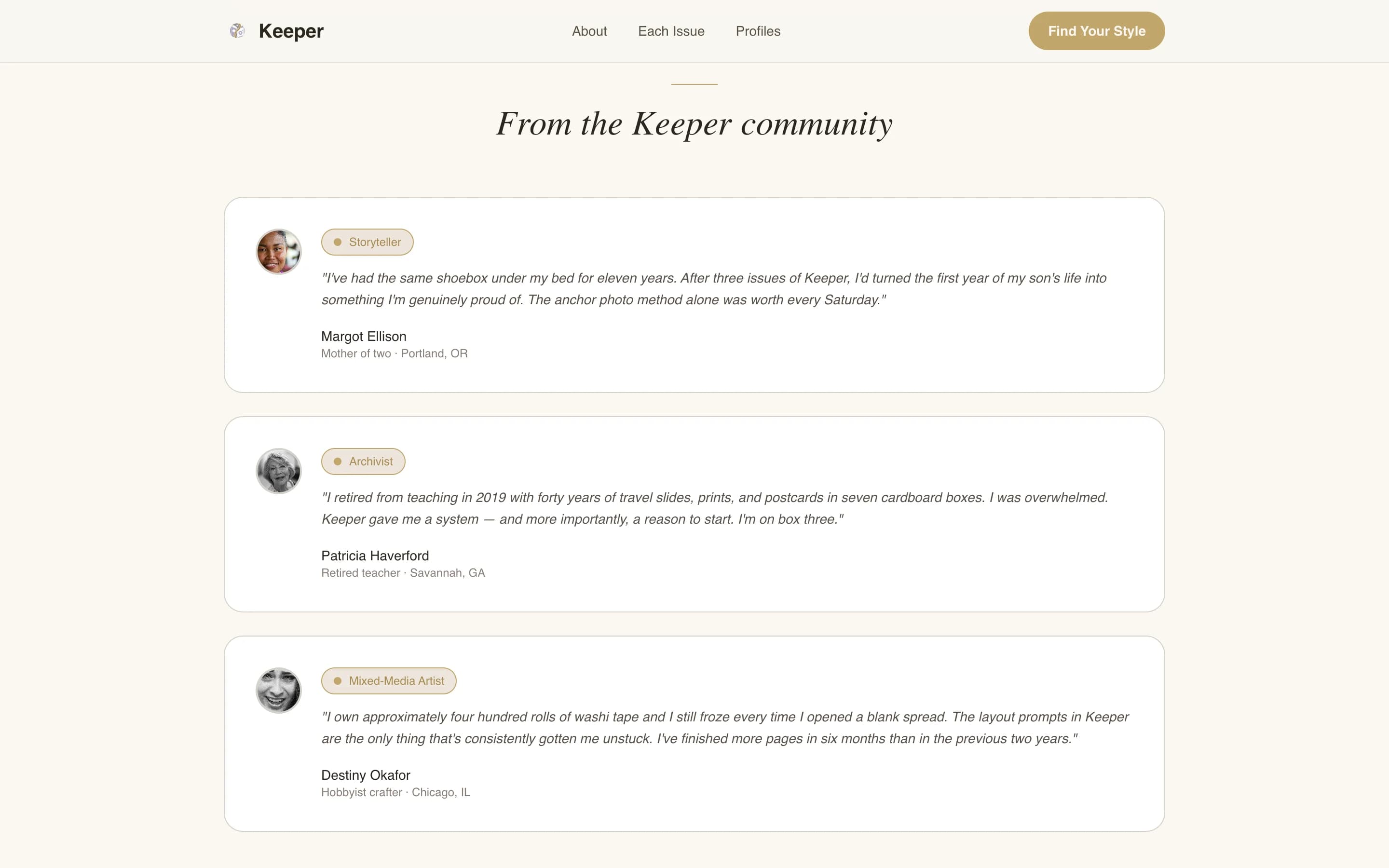 Keeper - Elegant Scrapbooking Landing Page Template