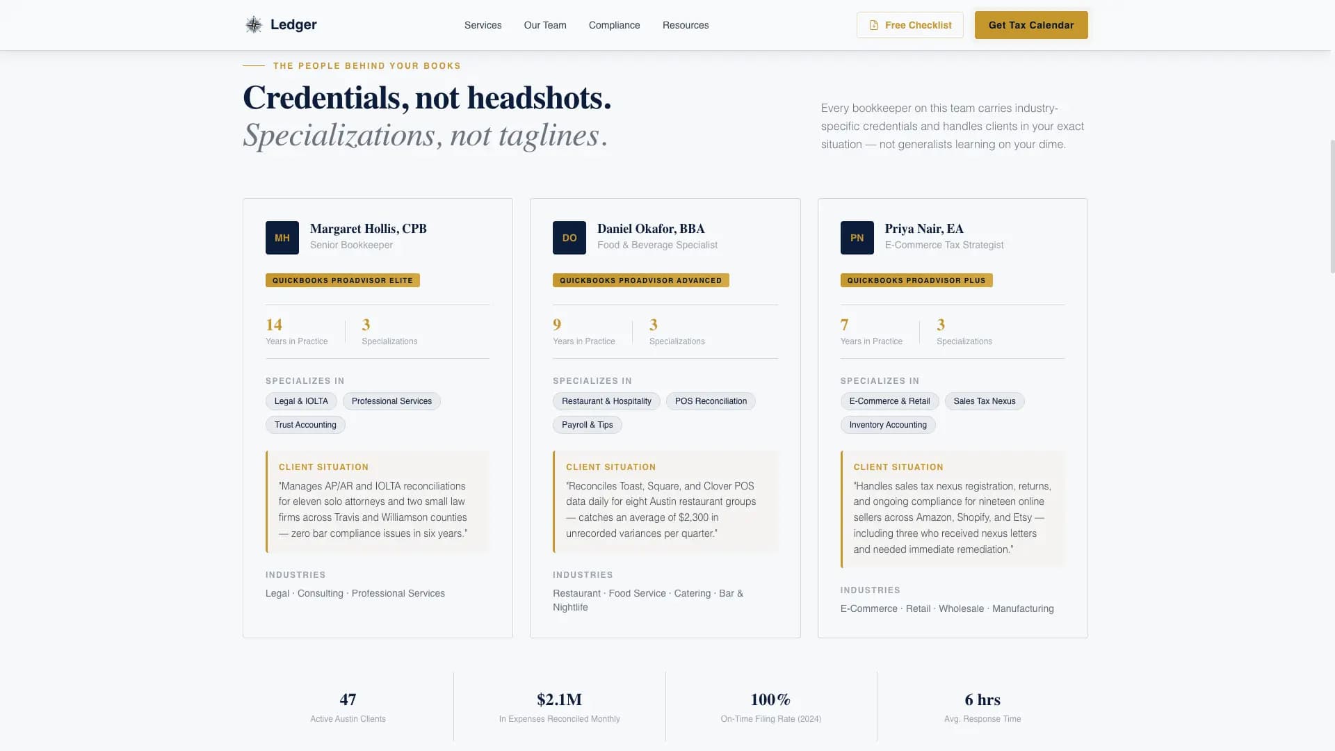 Ledger - Precision Bookkeeper Landing Page Template