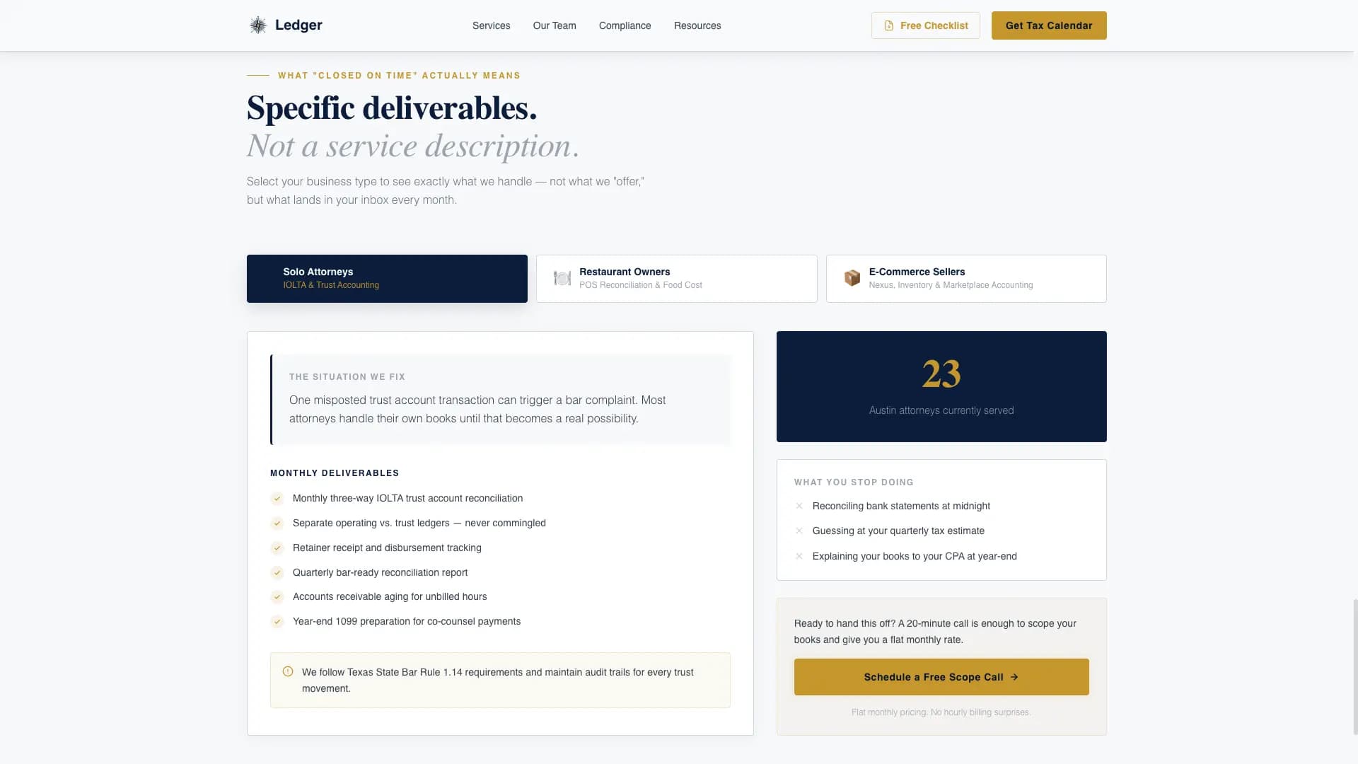 Ledger - Precision Bookkeeper Landing Page Template