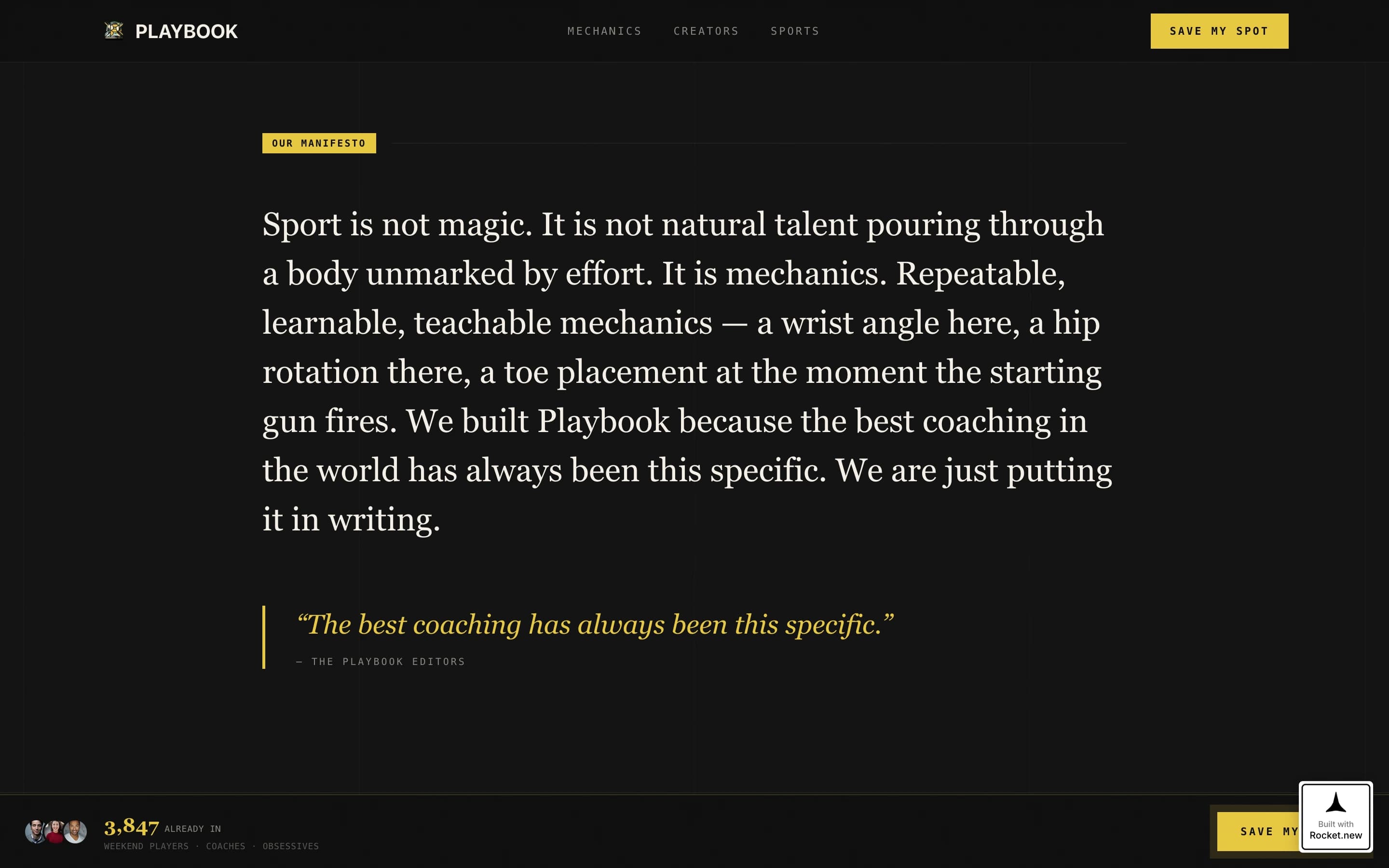 Playbook - Cinematic Sports Landing Page Template