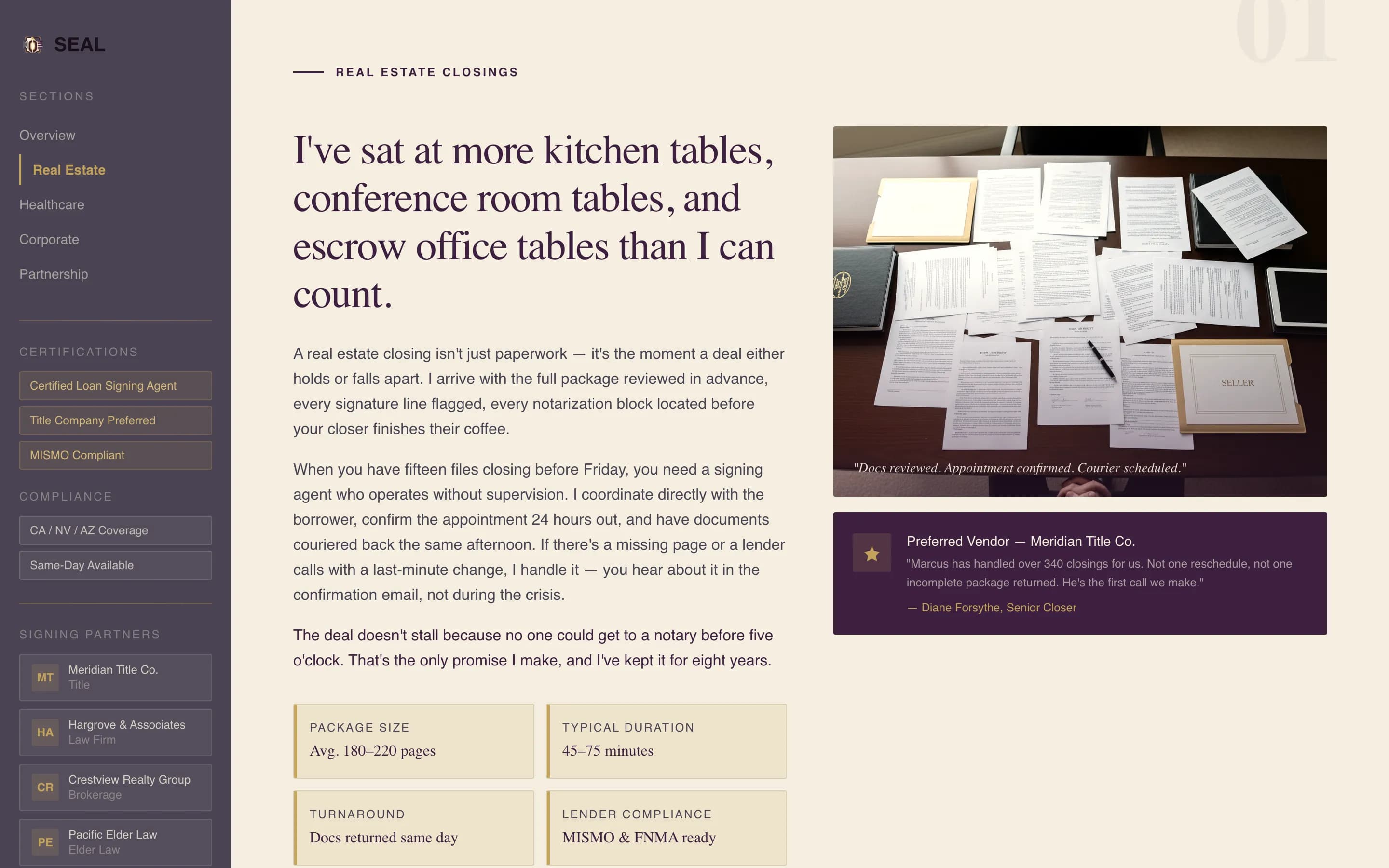 Seal - Executive Mobilenotary Landing Page Template