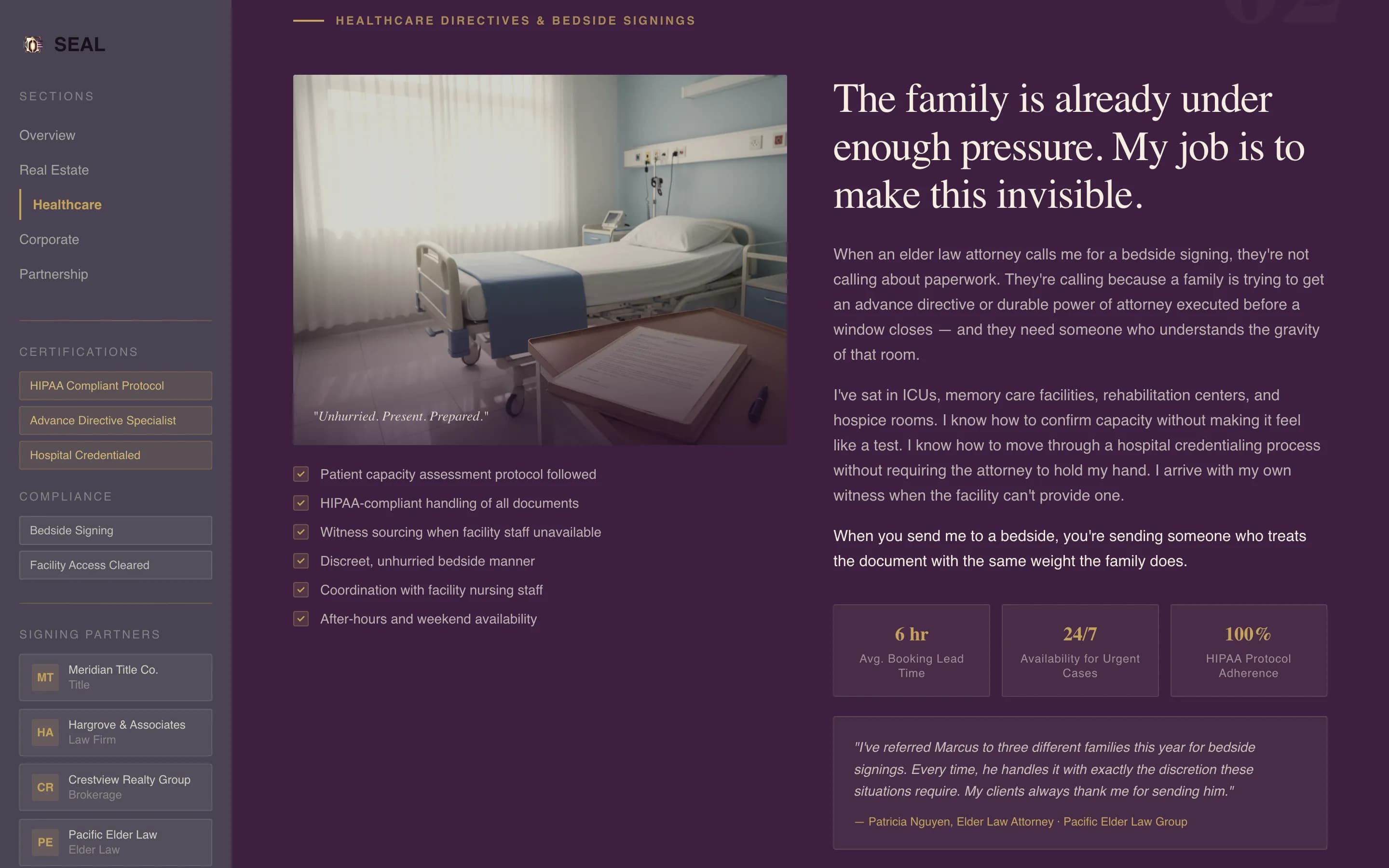 Seal - Executive Mobilenotary Landing Page Template