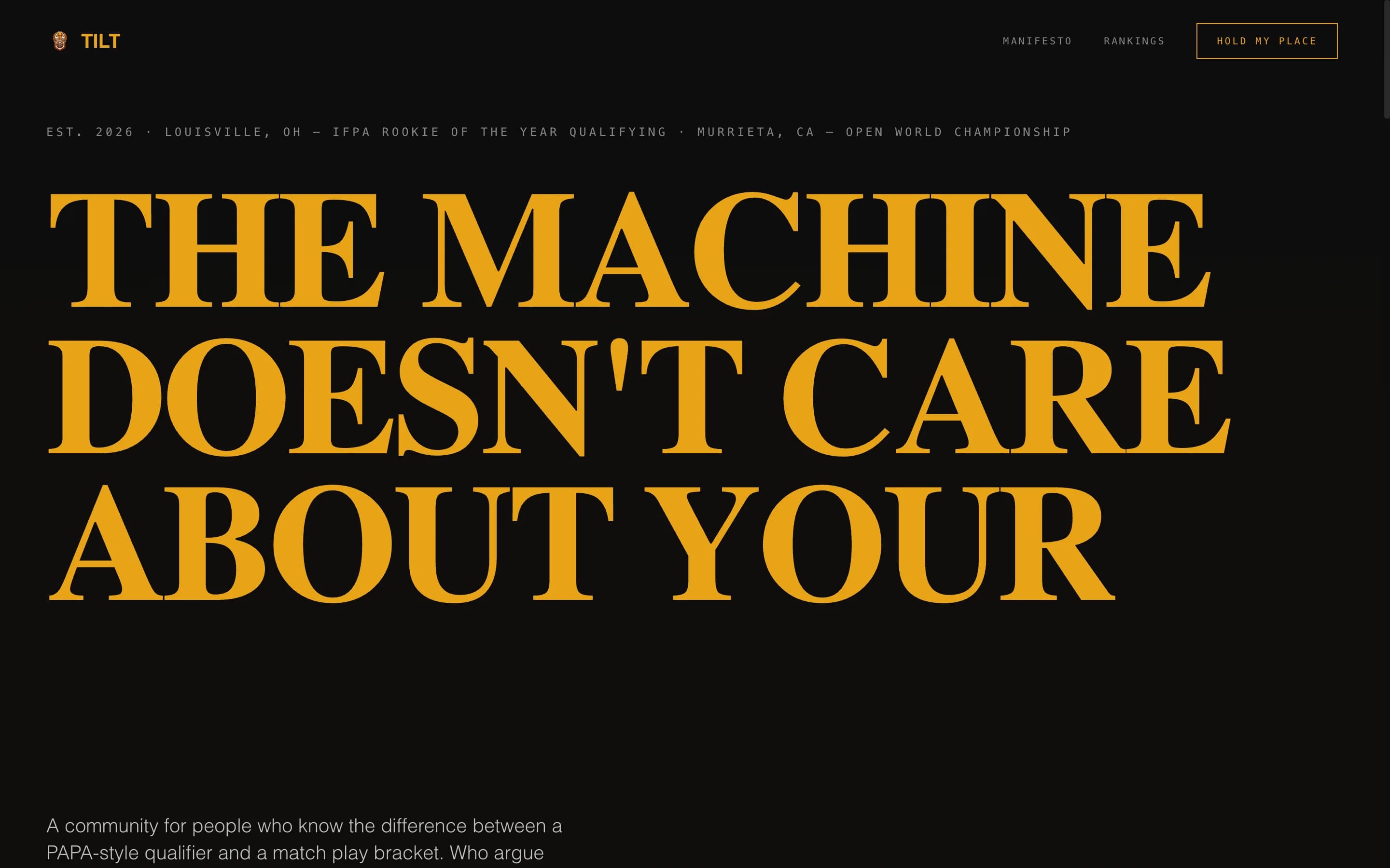 Tilt - Cinematic Pinball Landing Page Template
