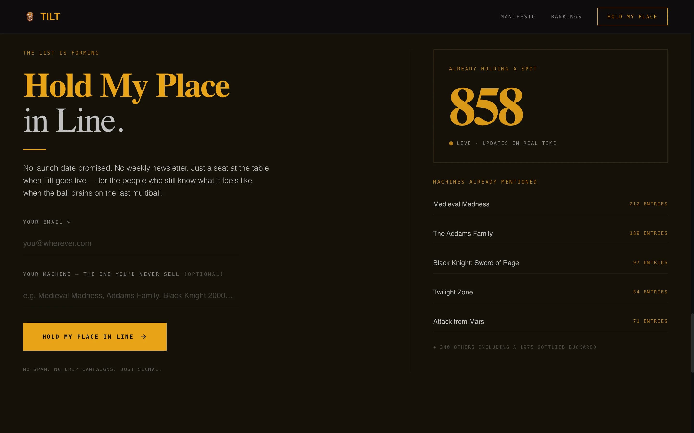 Tilt - Cinematic Pinball Landing Page Template