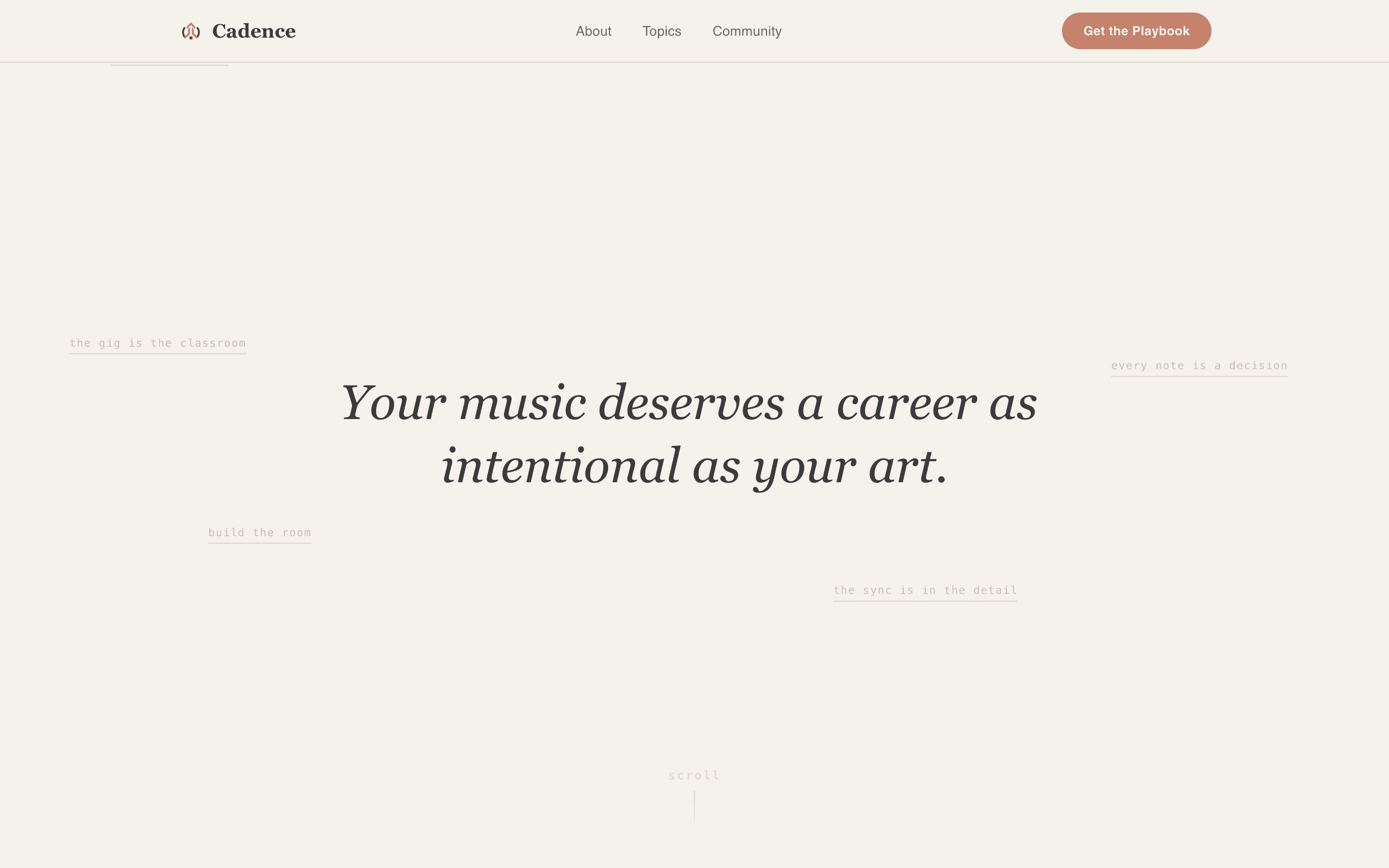 Cadence - Intentional Musician Landing Page Template