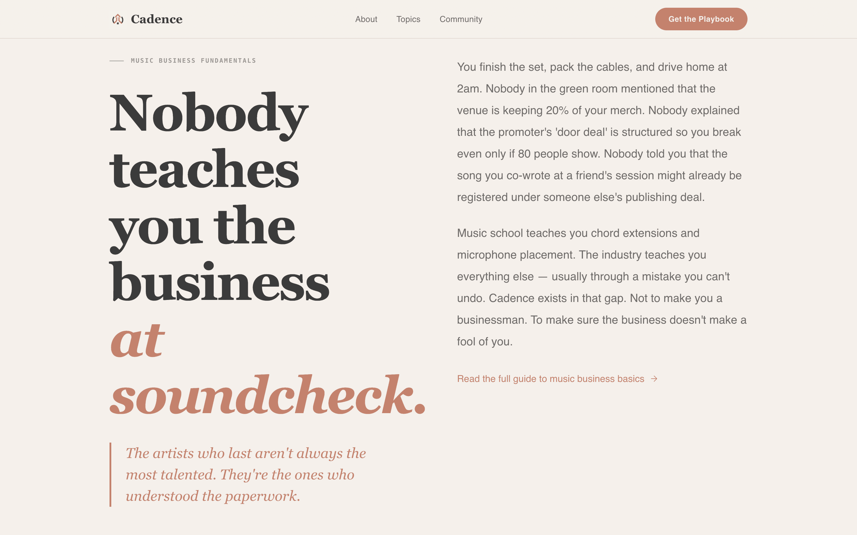 Cadence - Intentional Musician Landing Page Template